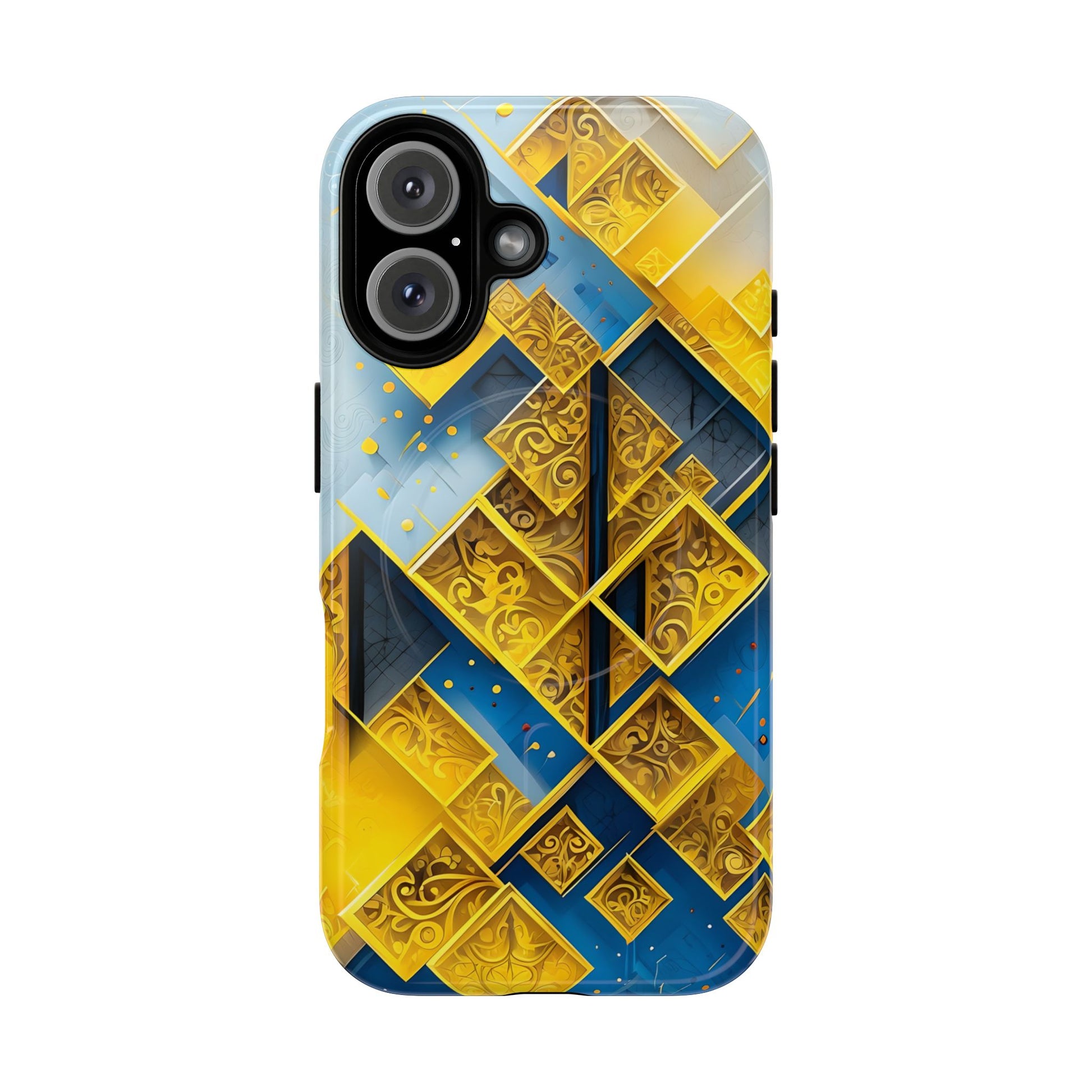 Golden Ascent Luxe Geometric iPhone 16 - MagSafe Compatible - Elegant Abstract Gold Design
