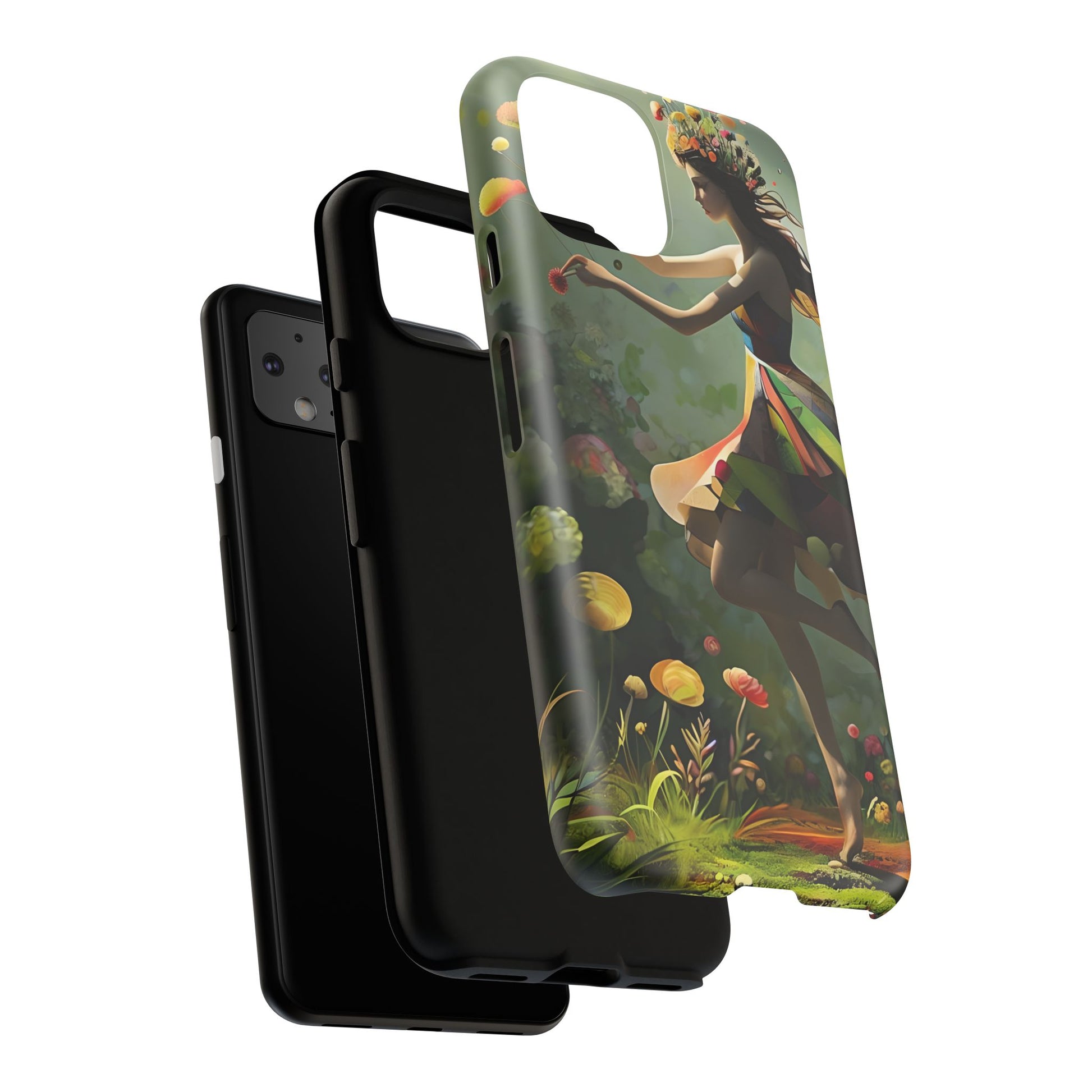 Dancing Wildflower Muse Google Pixel 4 Tough Case - Artistic Floral Fantasy Cover - Whimsical Nature-Inspired Protective Accessory