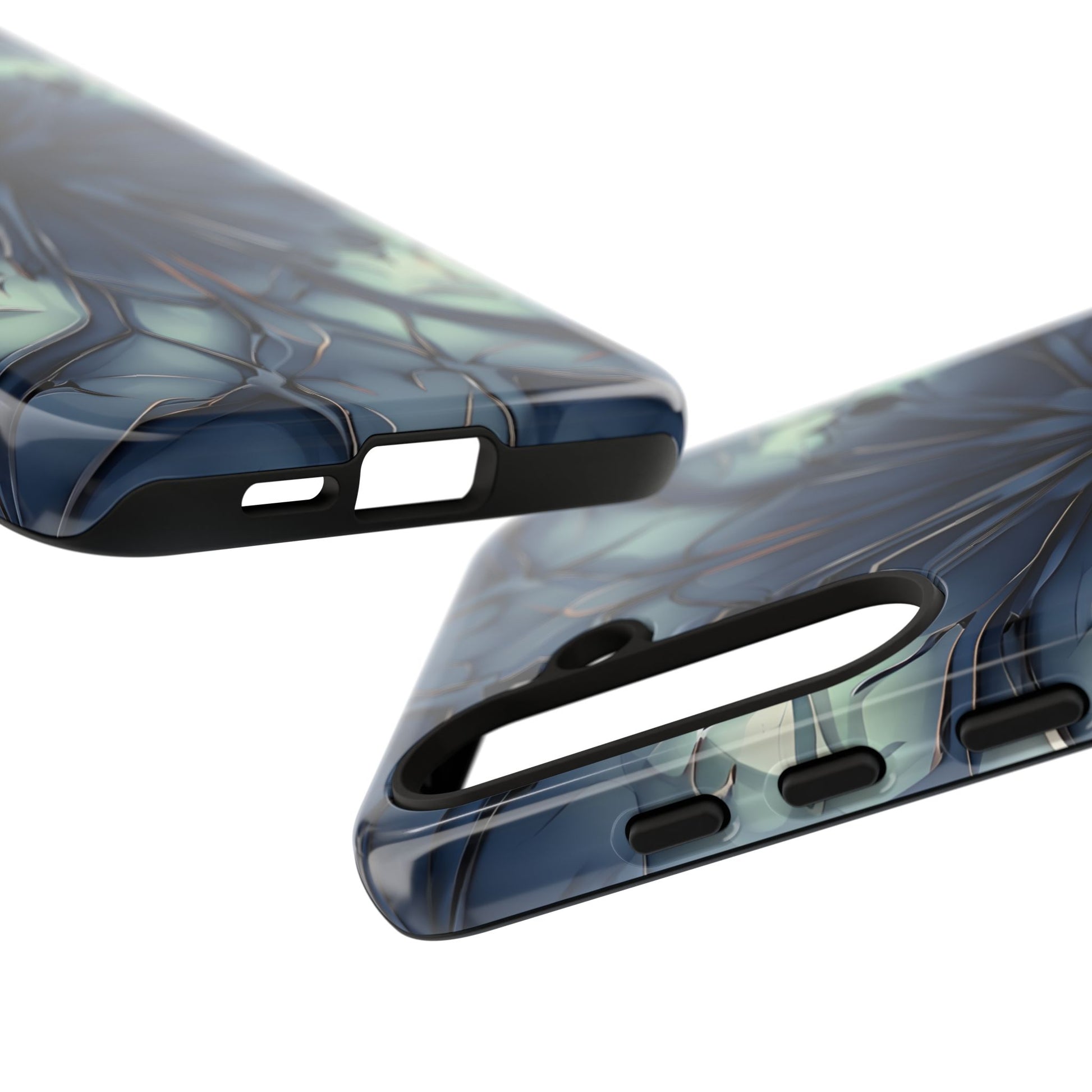 Indigo Mosaic - Artistic Kaleidoscope Collection Artistic Floral - Samsung Galaxy S24 Plus Tough Phone Case - Bold Blue Symmetrical Design