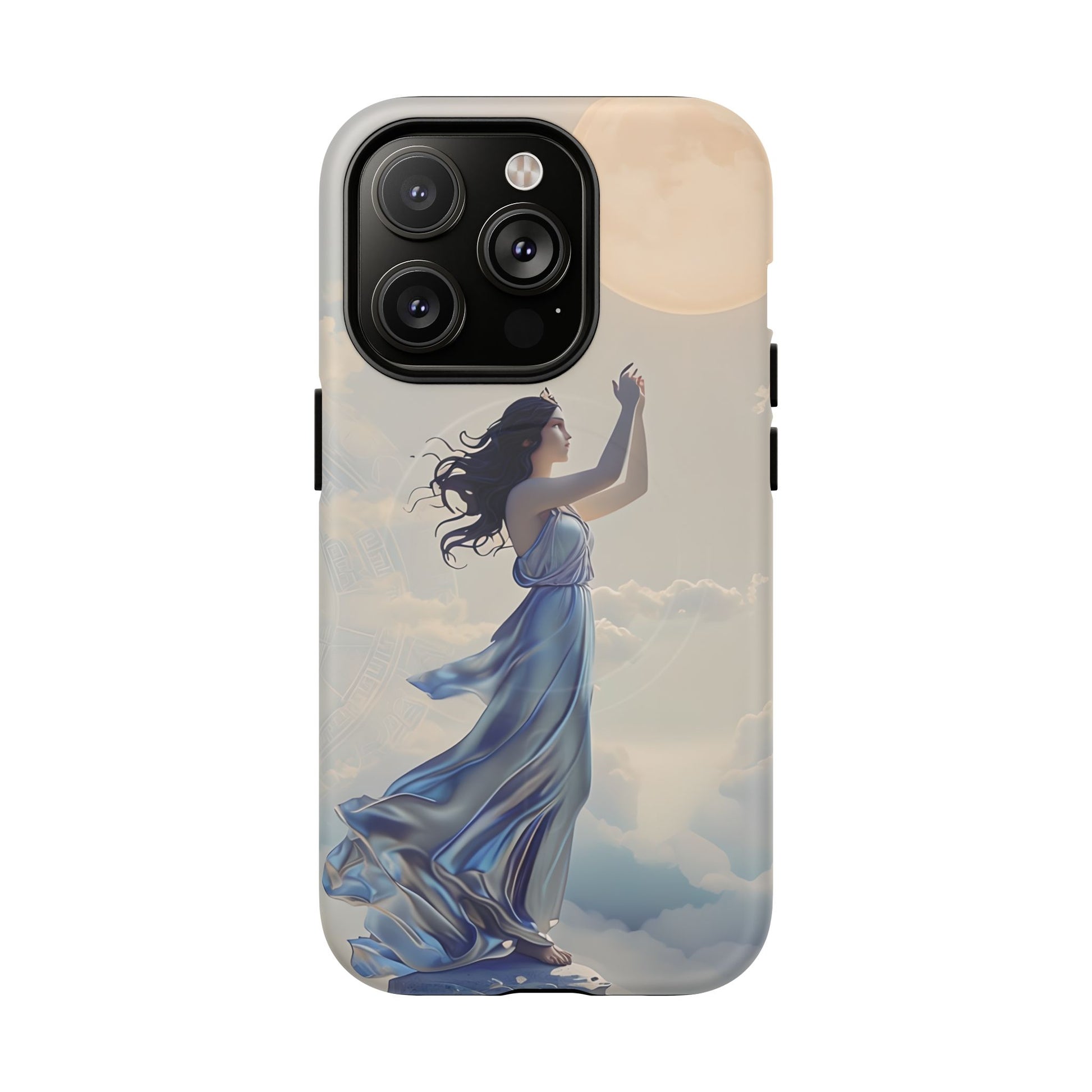 Moonlit Ascend - Ethereal Celestial Art iPhone 14 Pro MagSafe Phone Case -Dreamy Night Sky & Floating Woman Design