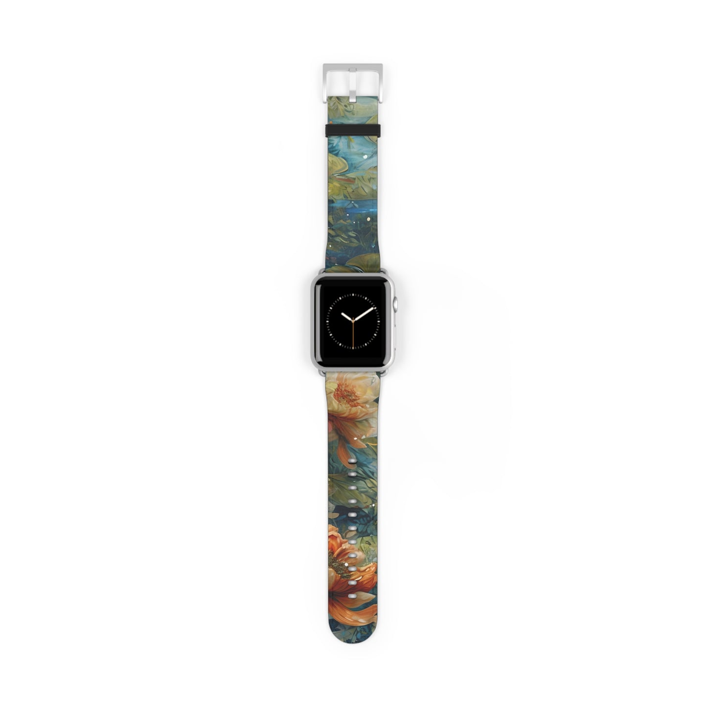 Waterlily Nocturne Apple Watch Band - Nature-Inspired Art Strap, Elegant Mountain Lake Design, Premium Gift for Outdoor Lovers