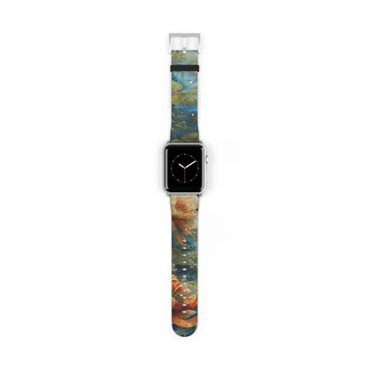 Waterlily Nocturne Apple Watch Band - Nature-Inspired Art Strap, Elegant Mountain Lake Design, Premium Gift for Outdoor Lovers