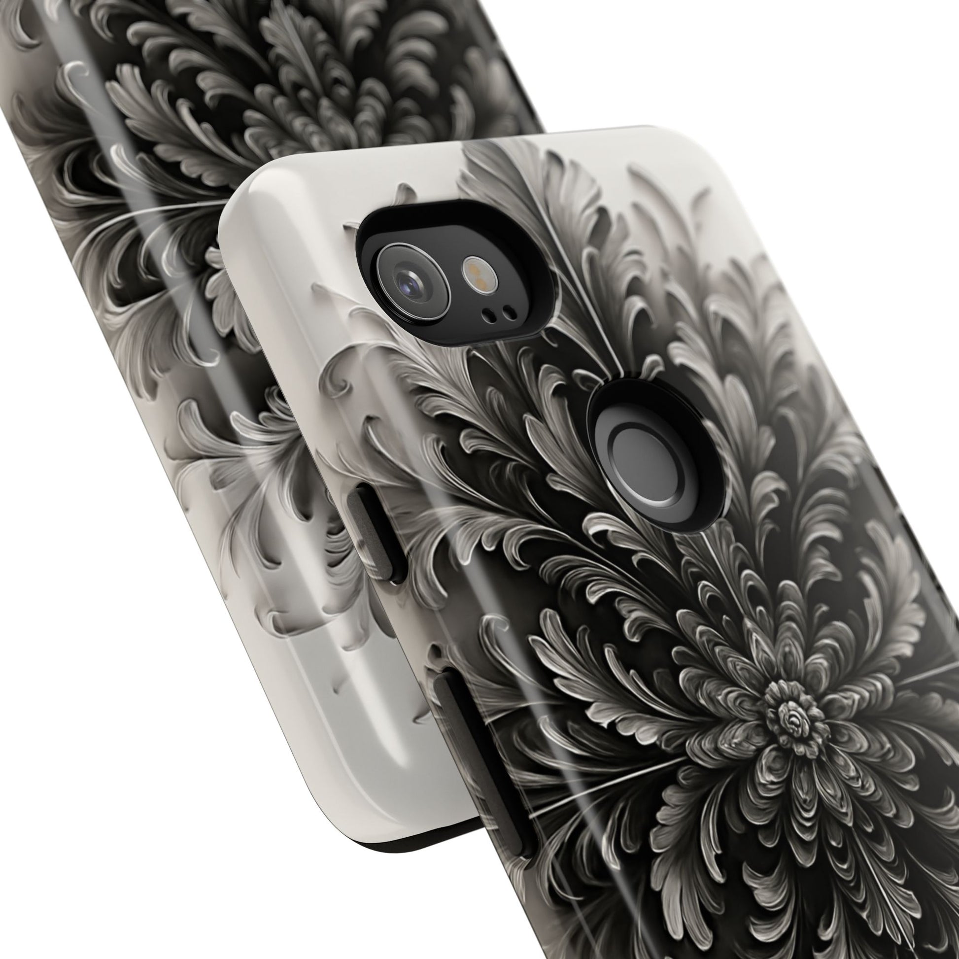 Obsidian Bloom - Elegant Black & White Google Pixel 2XL Phone Case - Intricate Mandala Flower Design