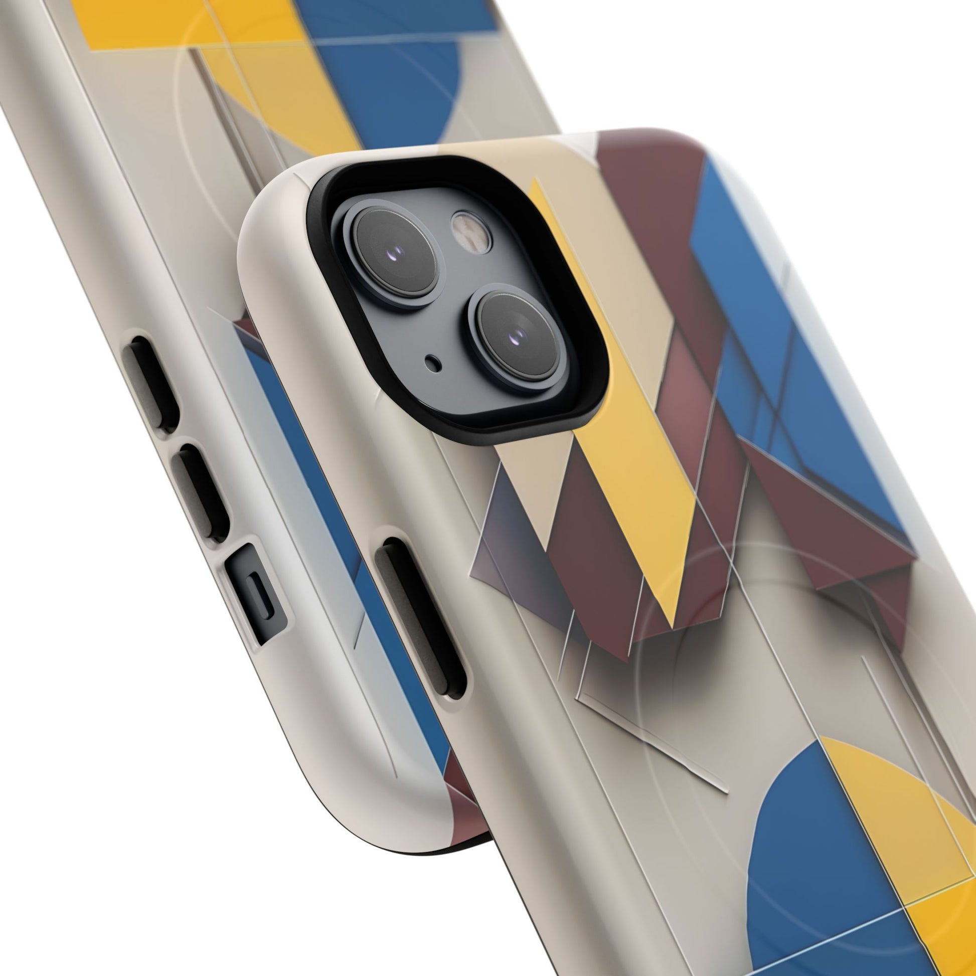 Chromatic Construct iPhone 14 Plus MagSafe Phone Case -Modern Geometrical Design, Primary Colors