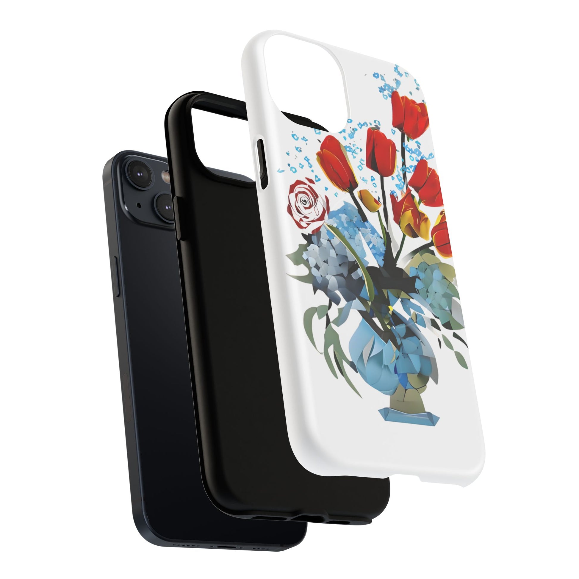 Bouquet Brilliance - Artistic Floral iPhone 14 Plus MagSafe Phone Case - Vibrant Tulip, Rose & Hydrangea Design