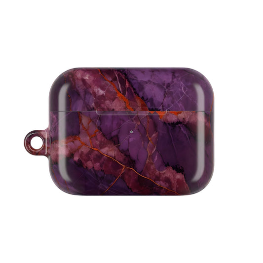 Amethyst Current AirPods case featuring deep purple marble artwork with flowing red vein pattern