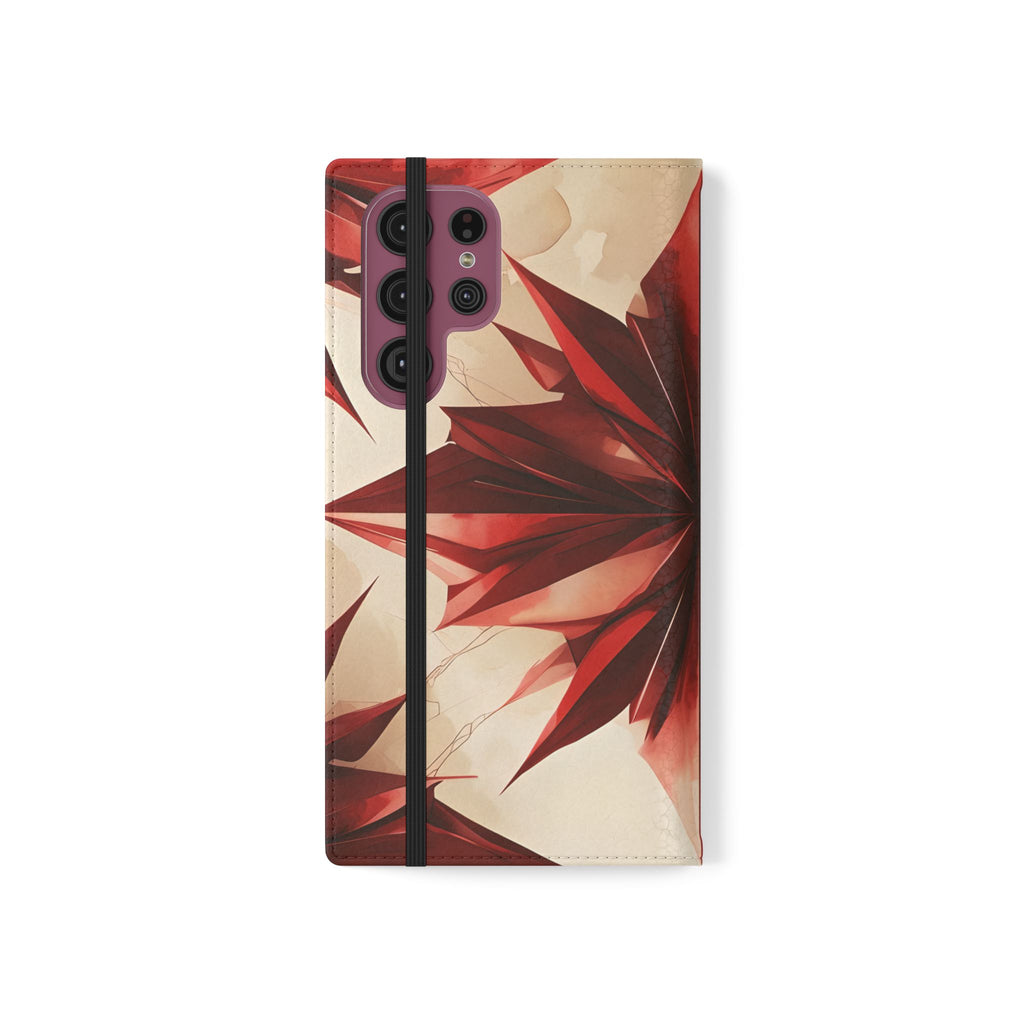 Ruby Compass Samsung Galaxy S22 Ultra Wallet Case - Bold Geometric Flip Cover with Card Slots