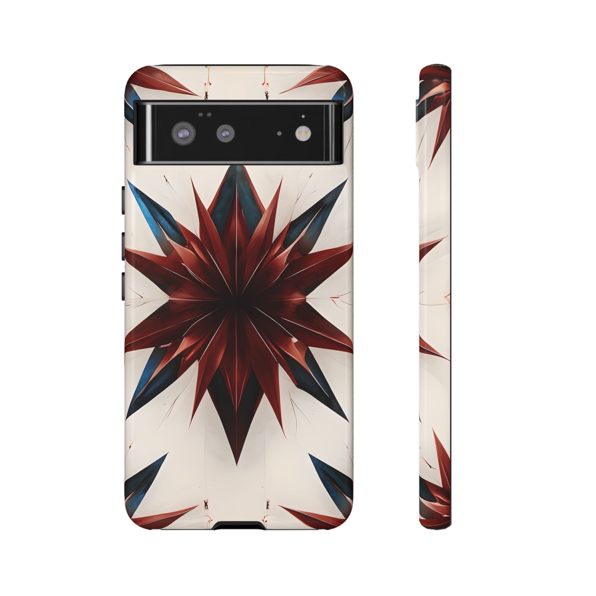 Garnet Starburst - Kaleidoscope Collection Gemstone Floral - Google Pixel 6 Tough Phone Case - Floral Burst Design