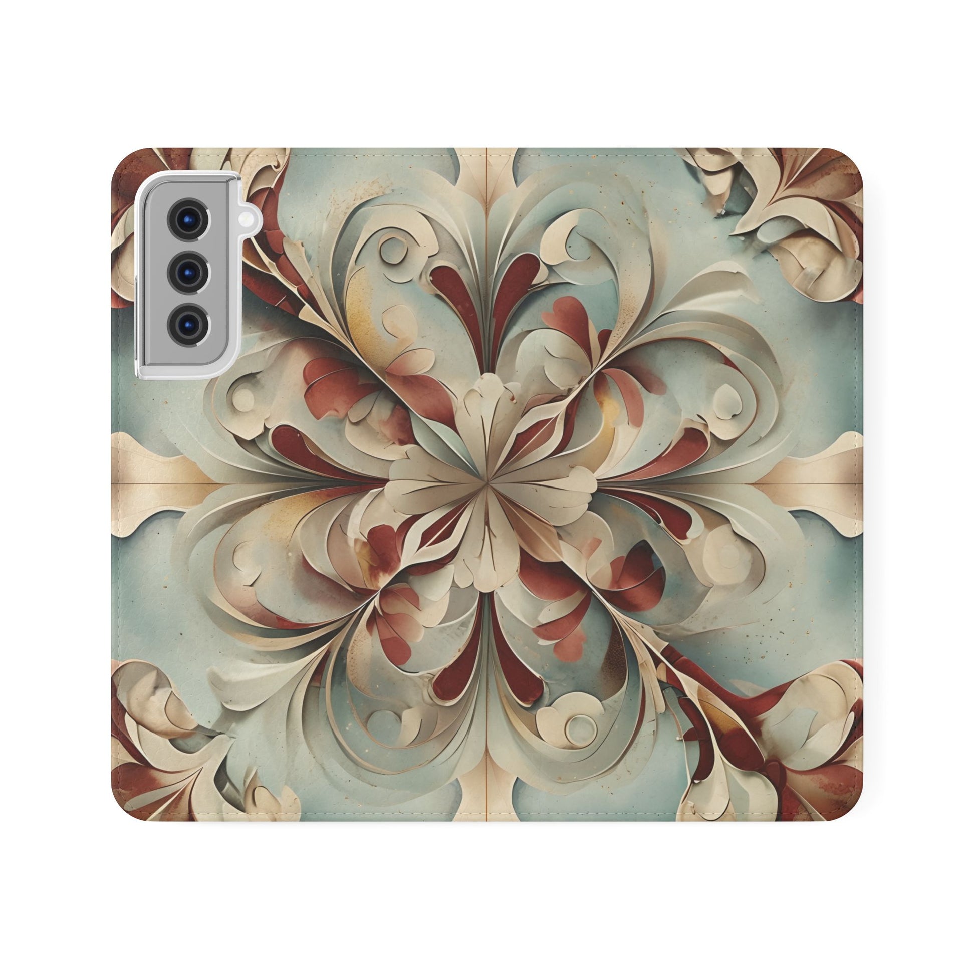 Vintage Baroque Blossom Wallet Phone Case - Elegant Floral Flip Cover for Samsung Galaxy S21