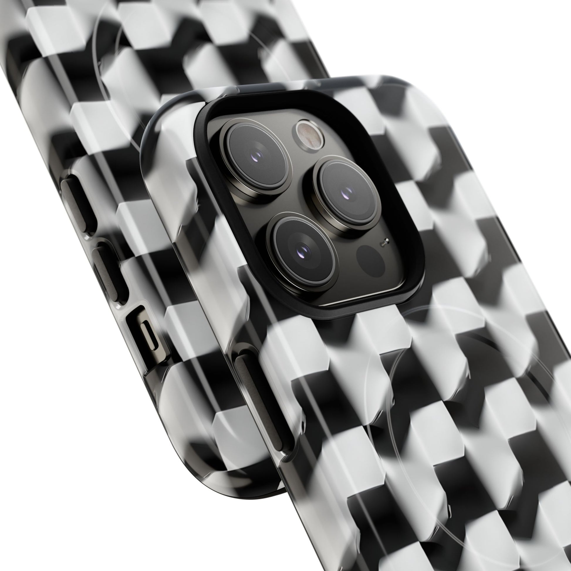Monochrome Grid - iPhone 14 Pro MagSafe Phone Case - Bold, Modern Black & White Design