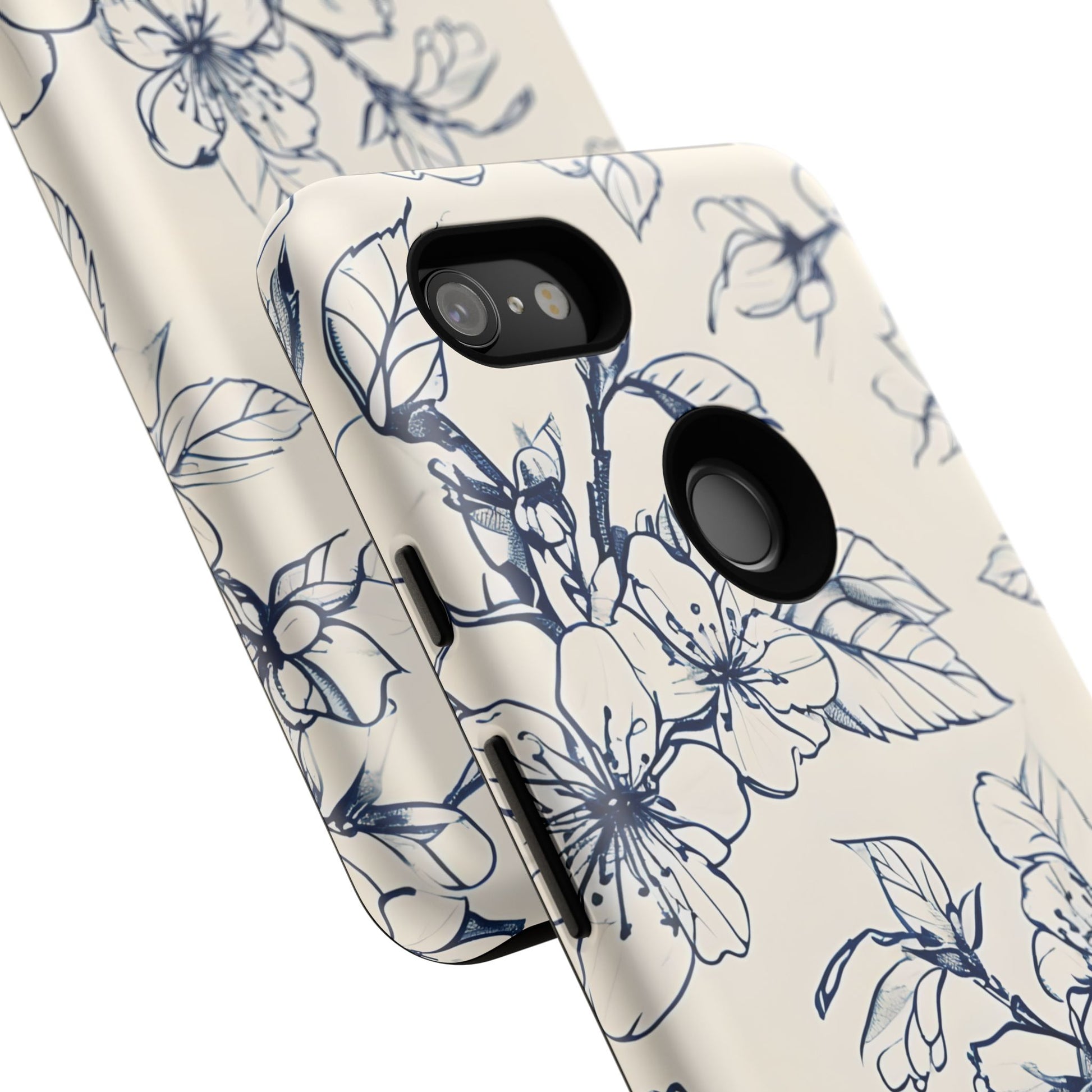 Blossom Sketch - Artistic Blue Floral Google Pixel 3XL - Tough Phone Case - Hand-Drawn Botanical Design