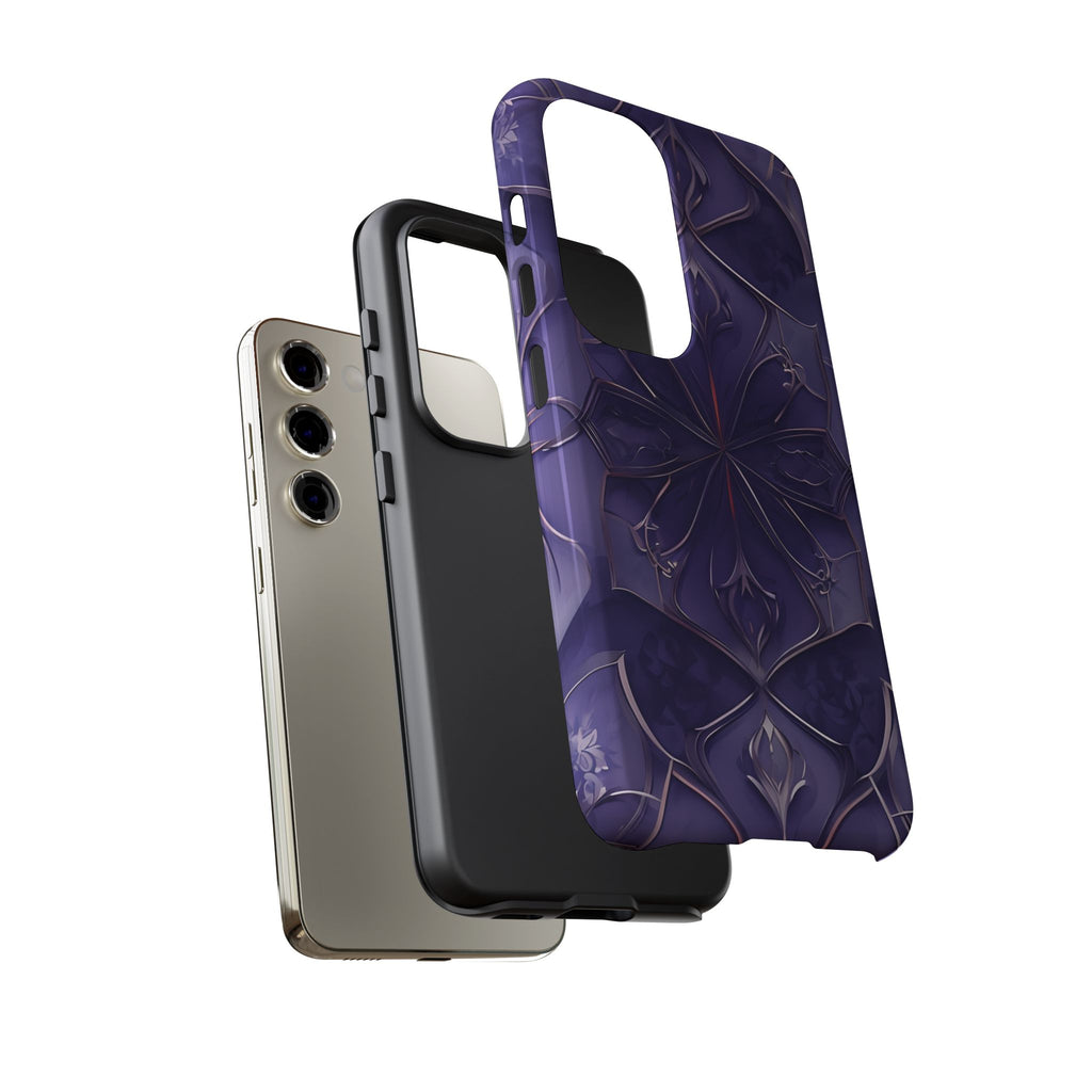 Violet Nebula - Kaleidoscope Collection Artistic Floral Burst - Samsung Galaxy S23 Tough Phone Case - Bold Purple Symmetrical Design