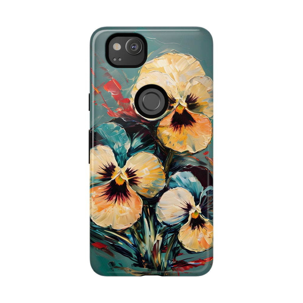 Golden Pansy Cascade Tough Case for Google Pixel 2 - Floral Artistic Shockproof Cover, Elegant Protective Phone Case