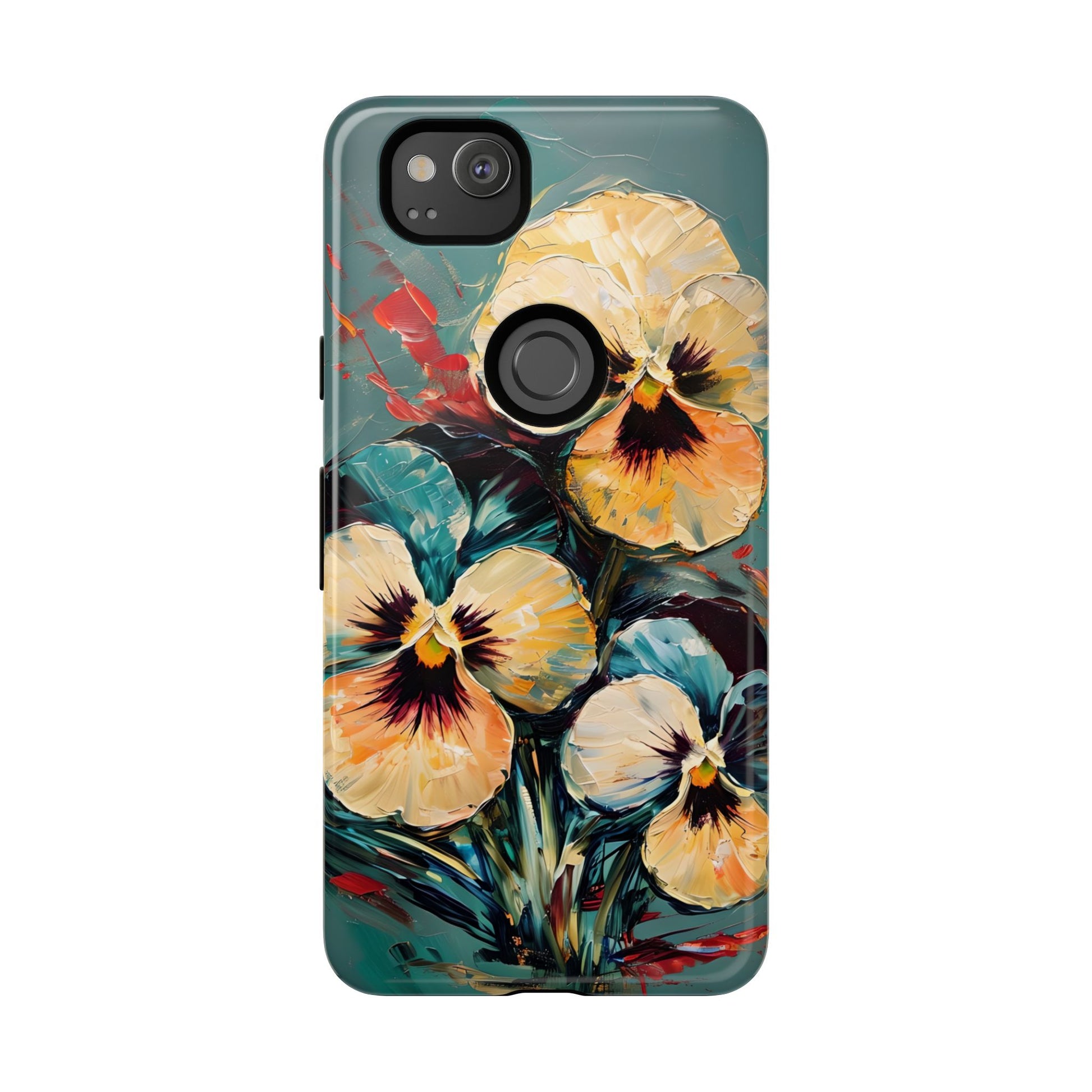 Golden Pansy Cascade Tough Case for Google Pixel 2 - Floral Artistic Shockproof Cover, Elegant Protective Phone Case