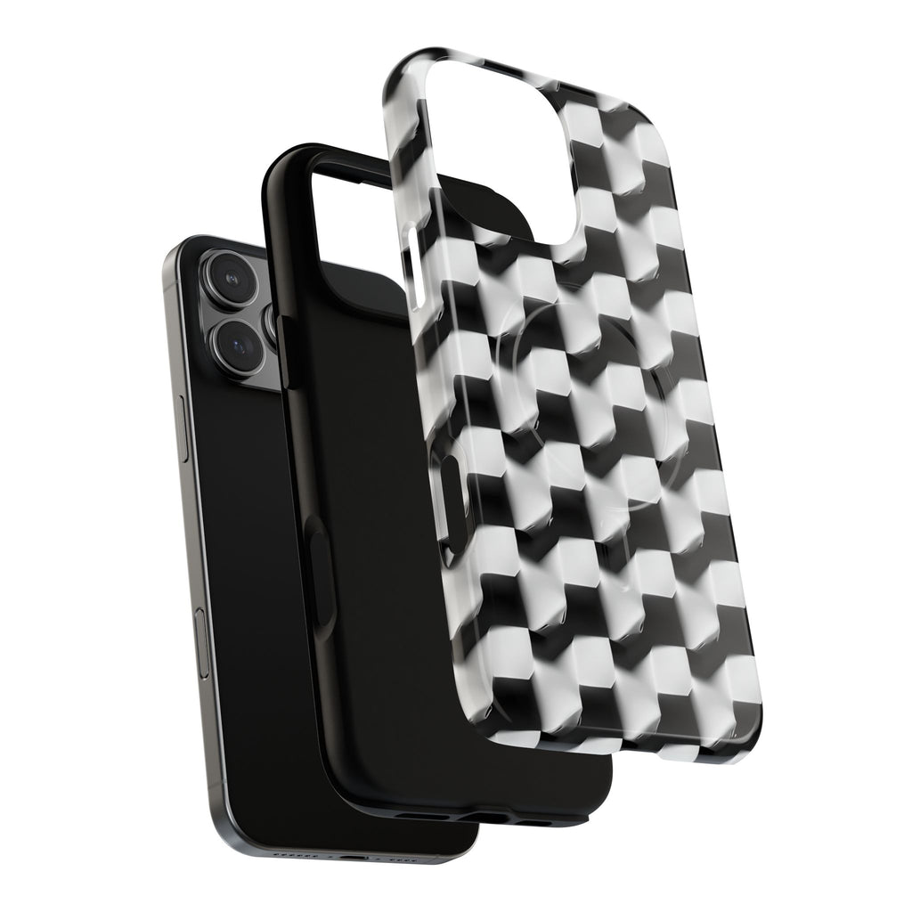 Monochrome Grid - iPhone 16 Pro Max MagSafe Phone Case - Bold, Modern Black & White Design