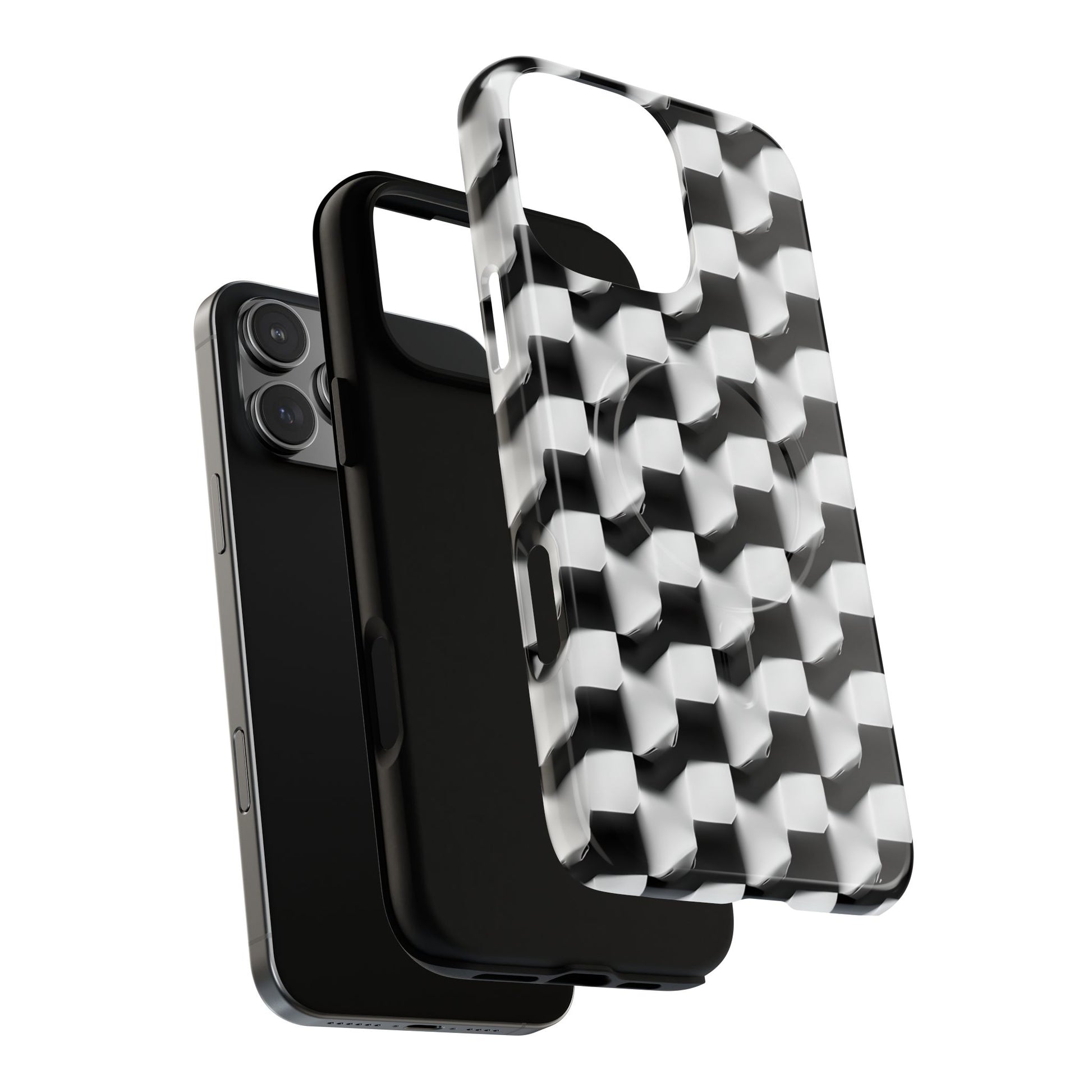 Monochrome Grid - iPhone 16 Pro Max MagSafe Phone Case - Bold, Modern Black & White Design