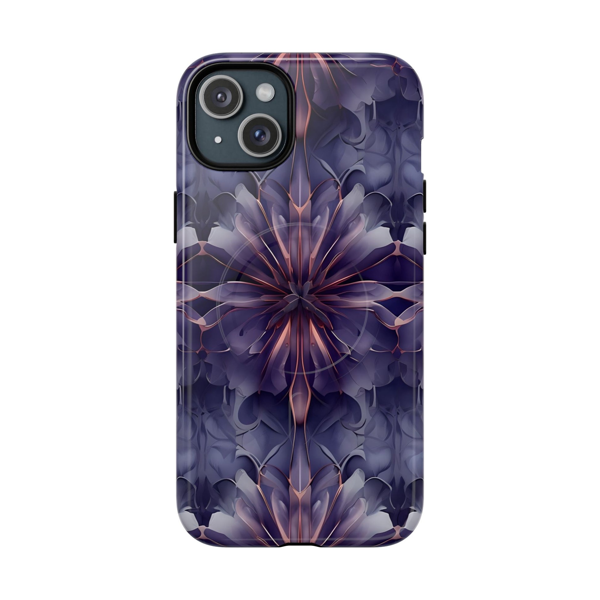 Twilight Tapestry - iPhone 15 Plus MagSafe Phone Case - Purple Kaleidoscope Design