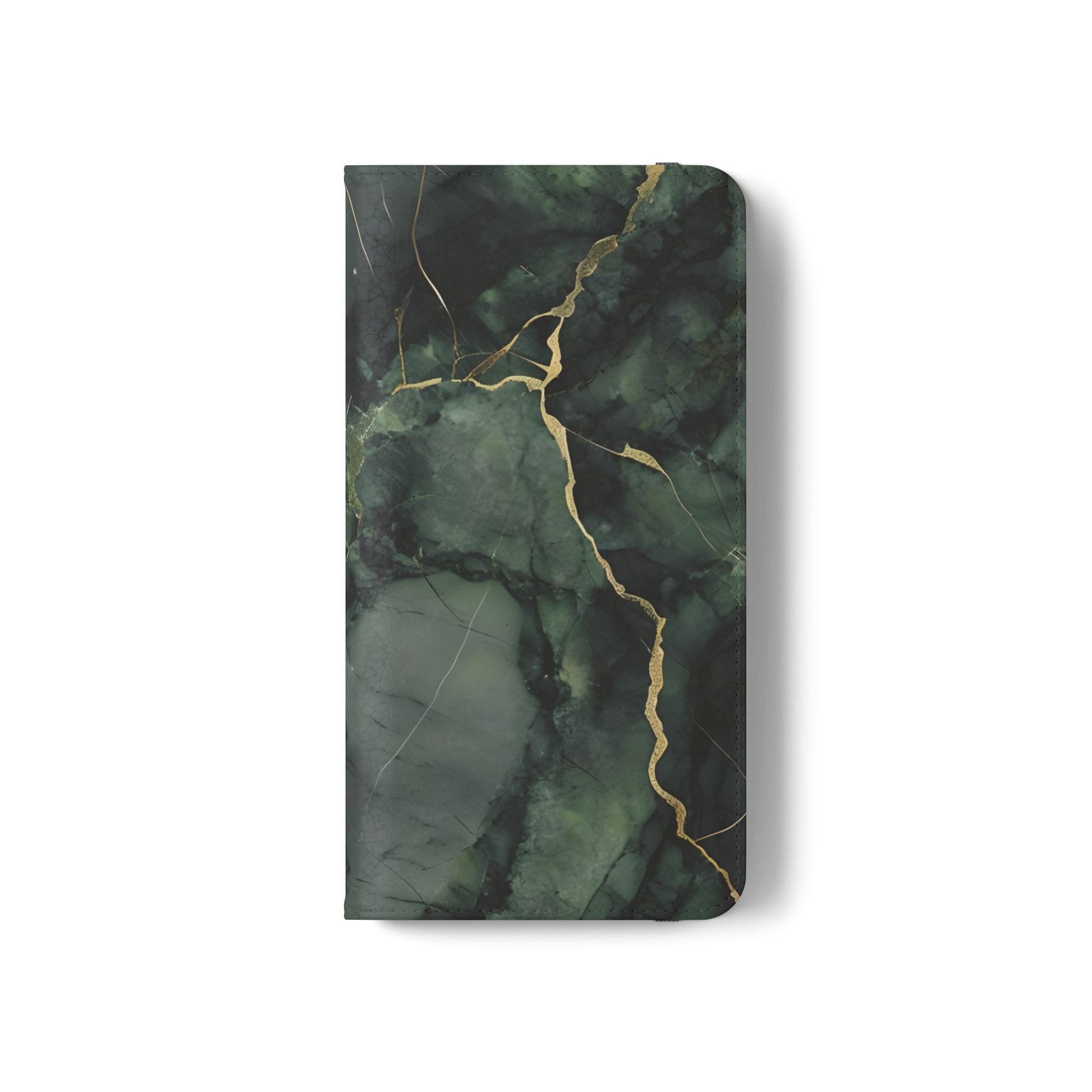 Verdant Vein - Flip Phone Case for Samsung Galaxy S21 - Green and Gold Marble Design