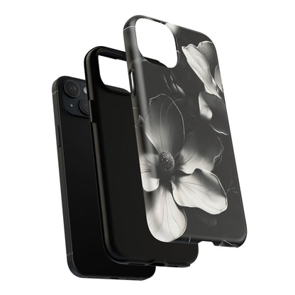 Monochrome Magnolia - Elegant Black & White Floral iPhone MagSafe Phone Case - Artistic Magnolia Design