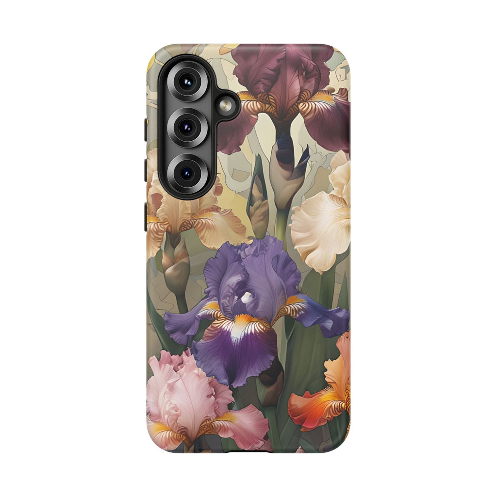 Iris Reverie - Elegant Painterly Floral Samsung Galaxy S25 Phone Case - Artistic Purple & Cream Iris Design