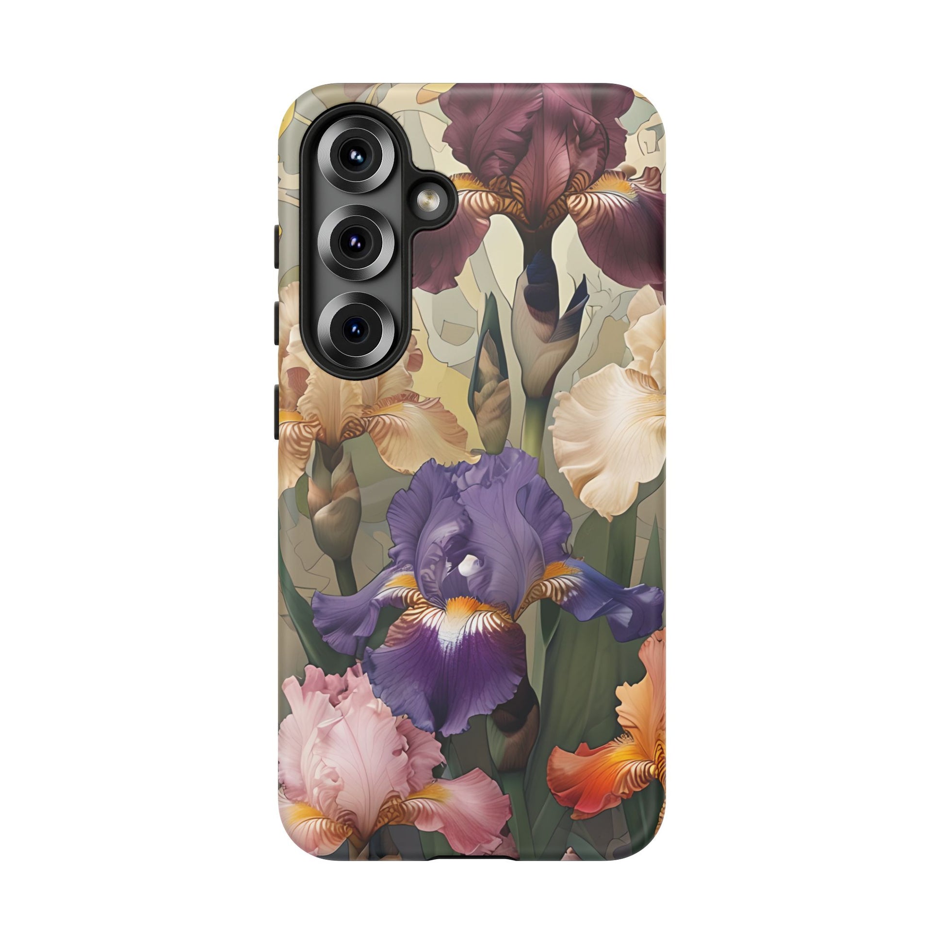 Iris Reverie - Elegant Painterly Floral Samsung Galaxy S25 Phone Case - Artistic Purple & Cream Iris Design