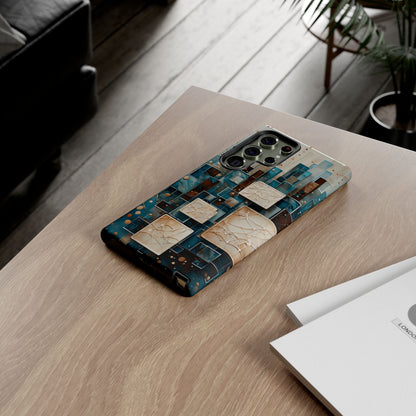 Architectural Drift geometric architectural pattern Samsung Galaxy phone case lifestyle desk scene