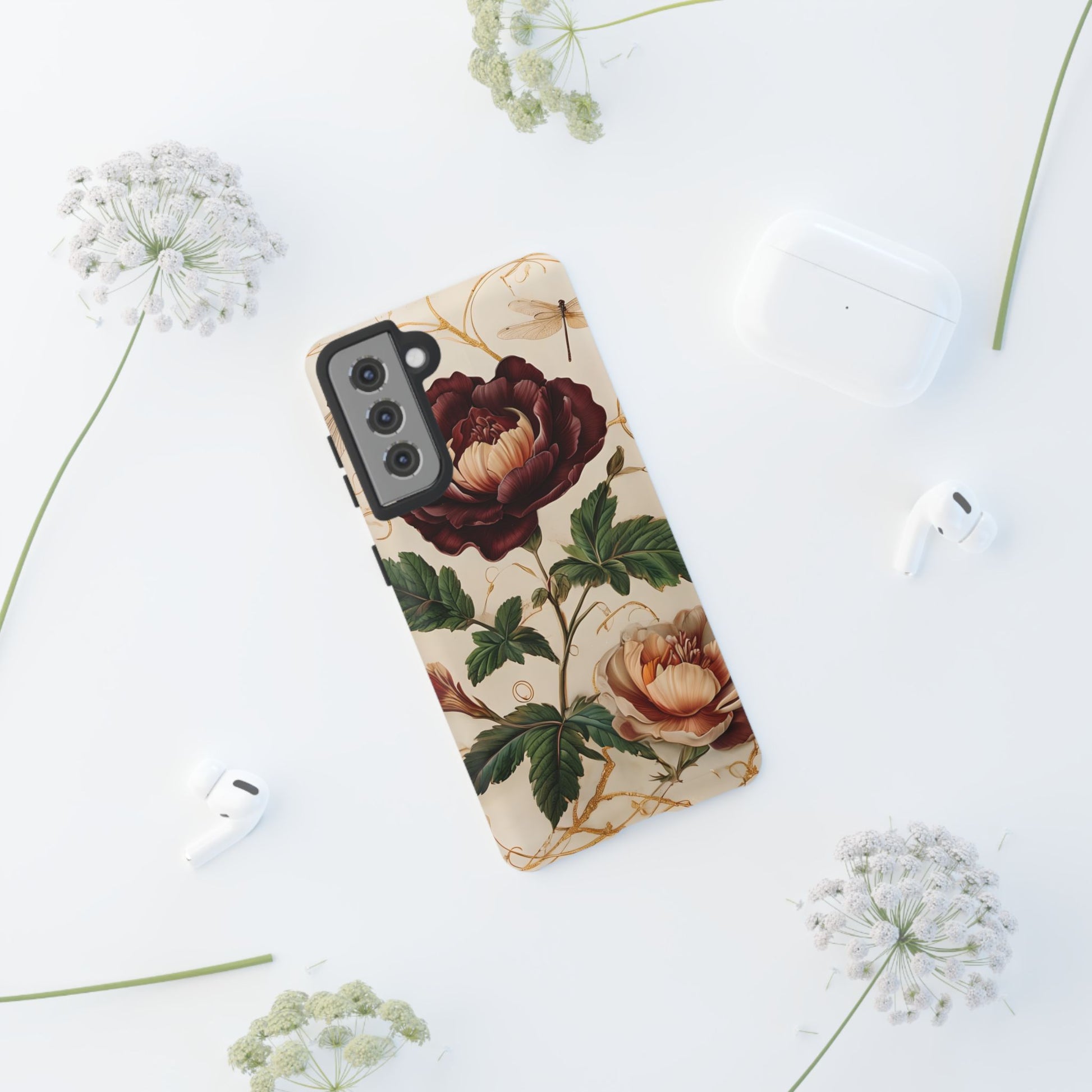 Vintage Burgundy Rose - Elegant Floral Samsung Galaxy S21 Phone Case - Classic Painterly Rose Design