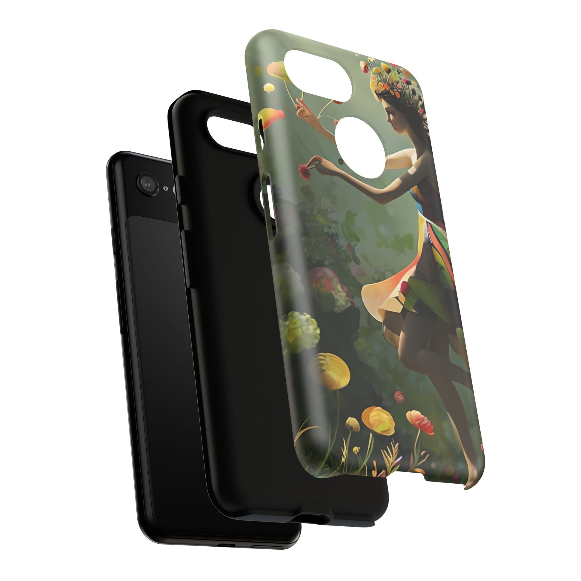 Dancing Wildflower Muse Google Pixel 3 Tough Case - Artistic Floral Fantasy Cover - Whimsical Nature-Inspired Protective Accessory