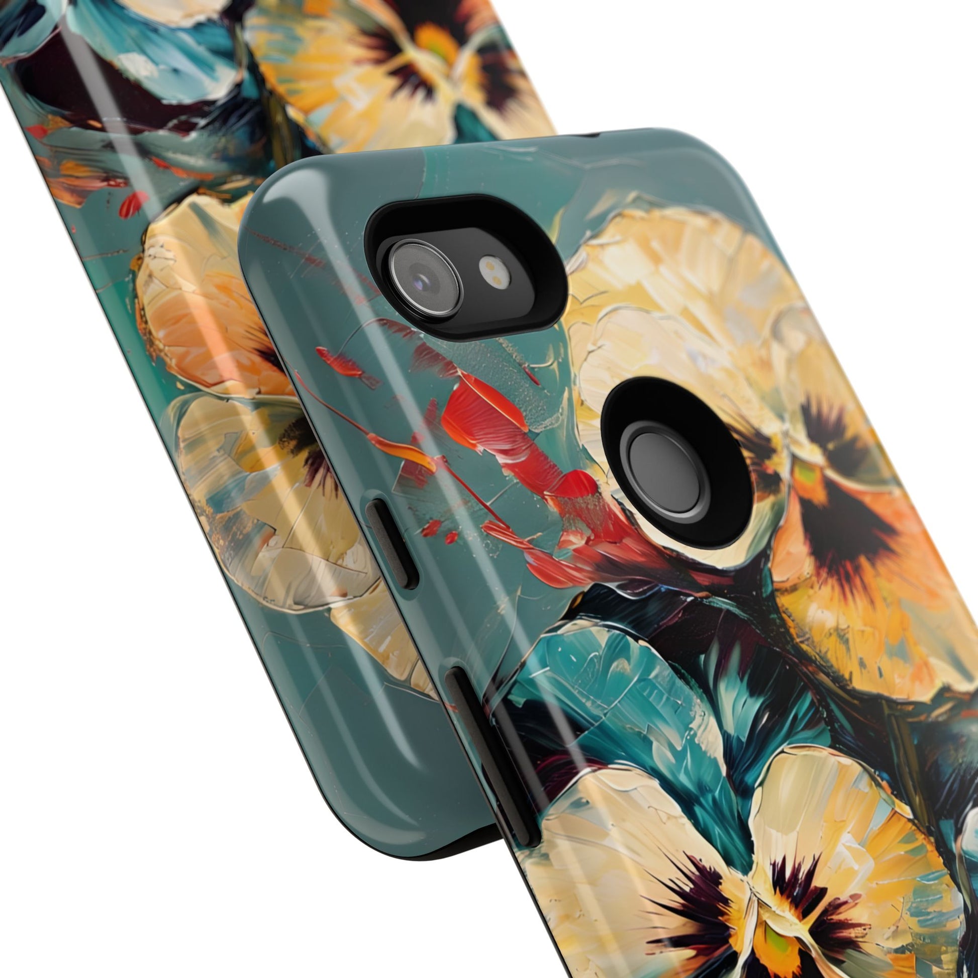 Golden Pansy Cascade Tough Case for Google Pixel 3a XL - Floral Artistic Shockproof Cover, Elegant Protective Phone Case