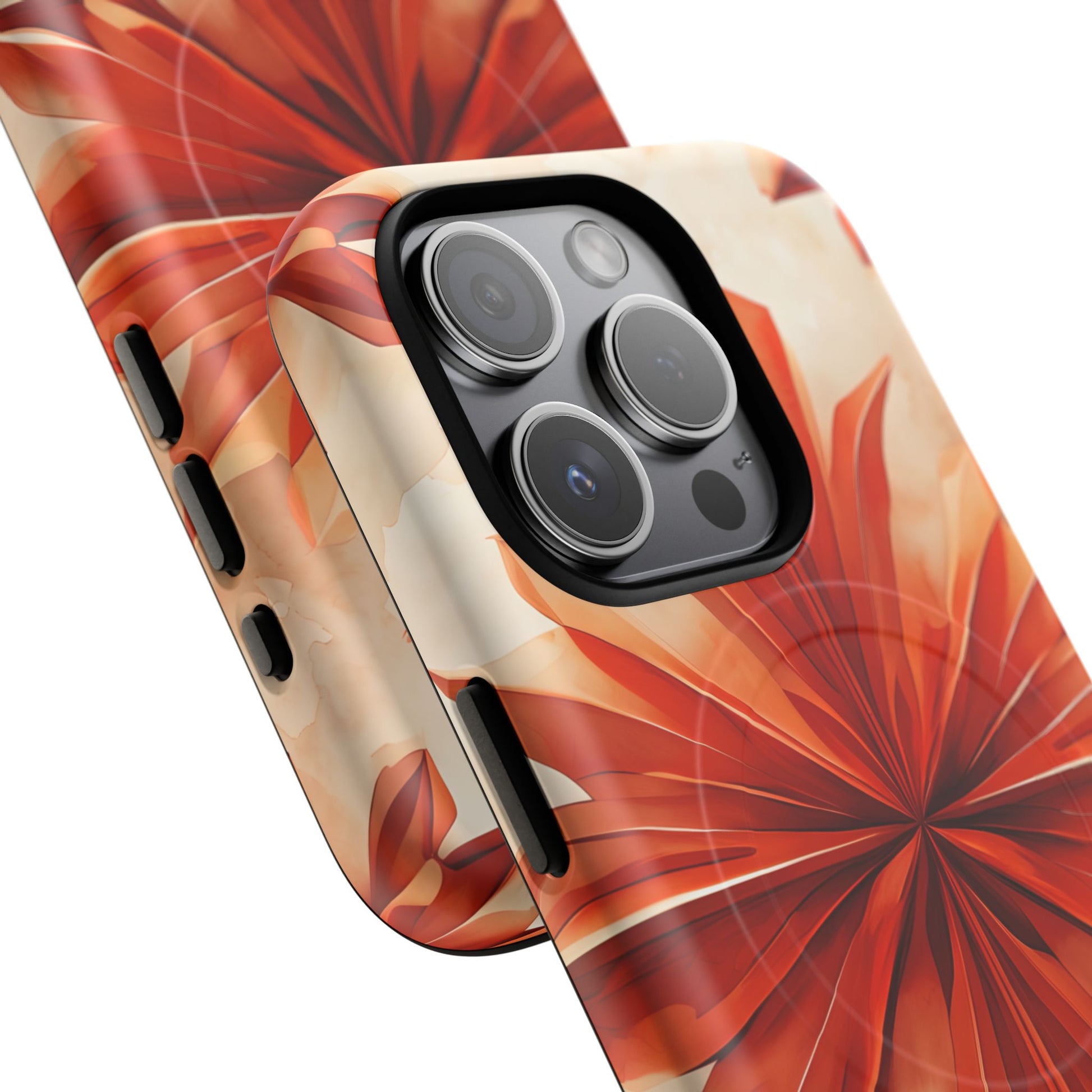 Sunset Fleur iPhone 15 Pro - Kaleidoscope Collection of MagSafe Compatible - Vibrant Sunset Flower Design
