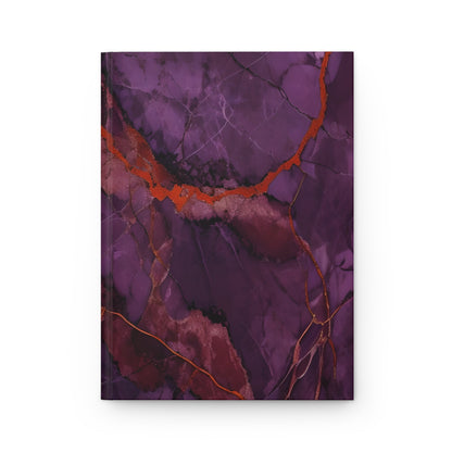 Amethyst Current hardcover journal with deep purple marble design and flowing red vein pattern