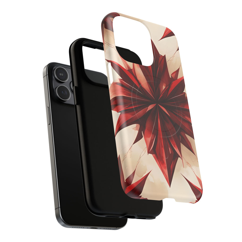 Ruby Compass iPhone 15 Pro Max MagSafe Phone Case - Bold Red Modern Design