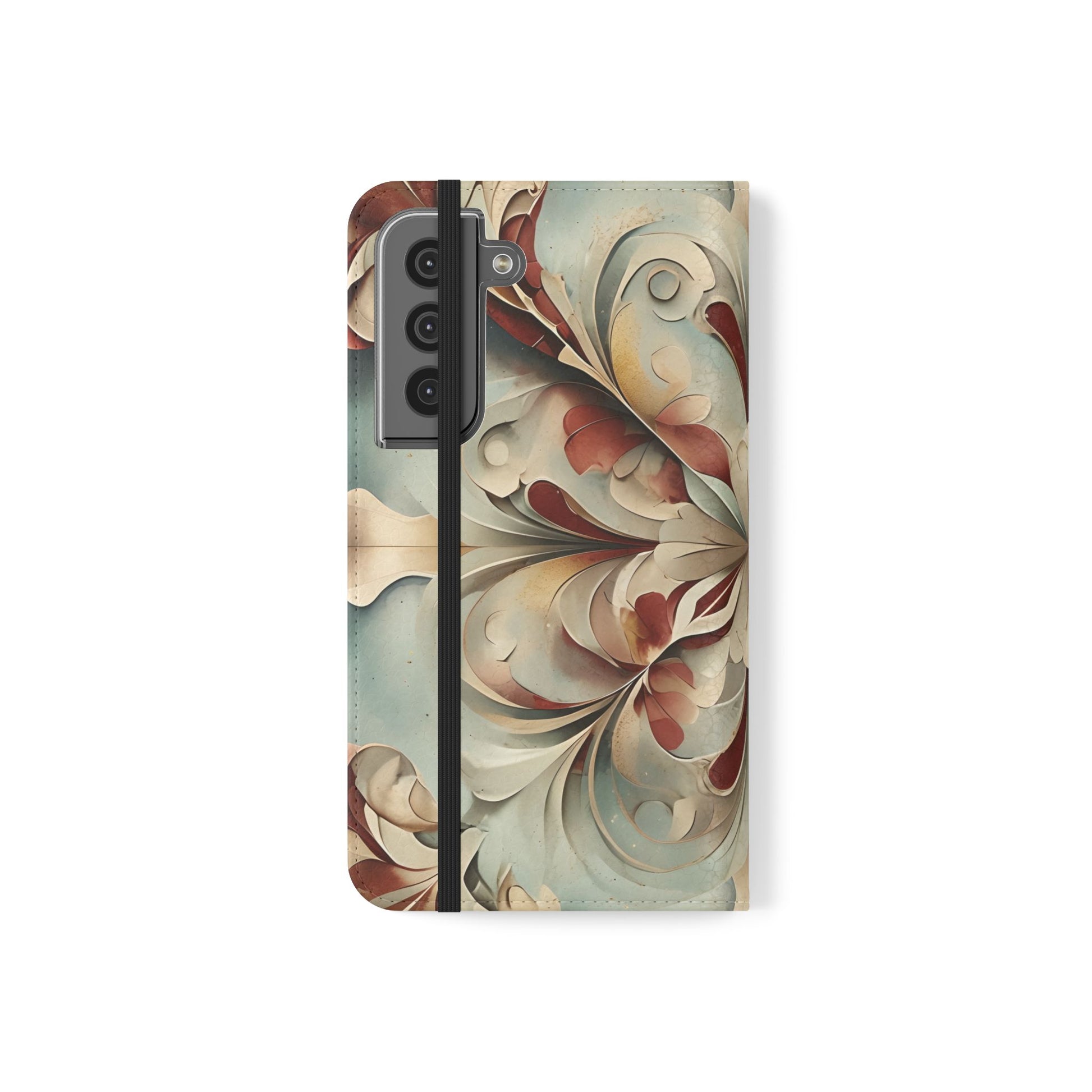Vintage Baroque Blossom Wallet Phone Case - Elegant Floral Flip Cover for Samsung Galaxy S22