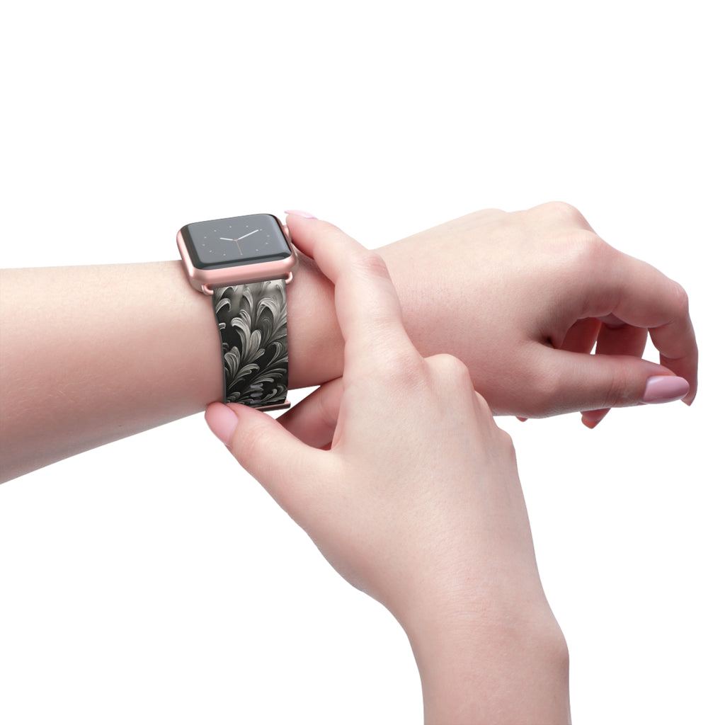 Obsidian Bloom Designer Apple Watch Band - Premium Custom Strap for Series 1-9, SE & Ultra - Artistic Vegan Leather