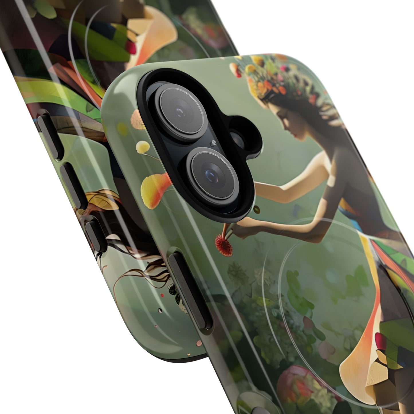 Dancing Wildflower Muse iPhone - Artistic Floral Fantasy Cover - MagSafe Compatible - Whimsical Nature-Inspired Protective Accessory