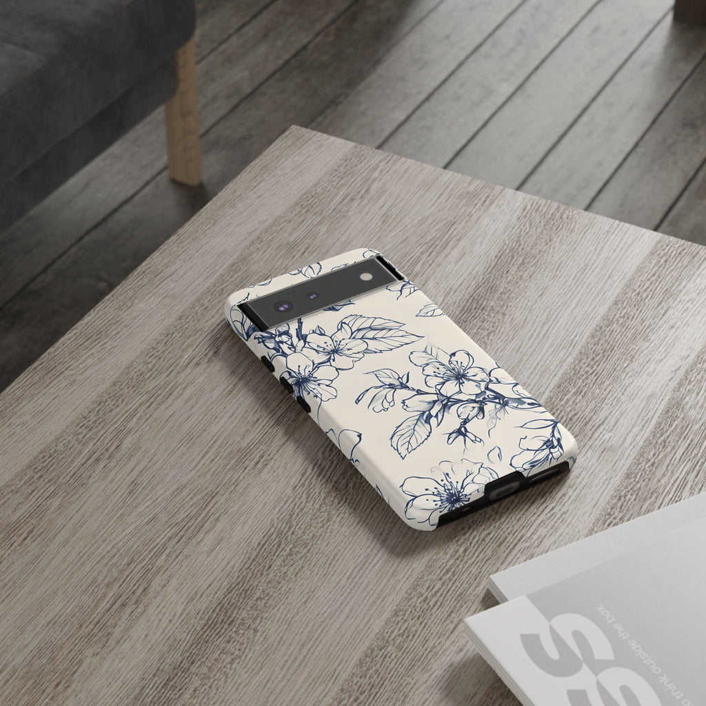 Blossom Sketch - Artistic Blue Floral Google Pixel 6 - Tough Phone Case - Hand-Drawn Botanical Design