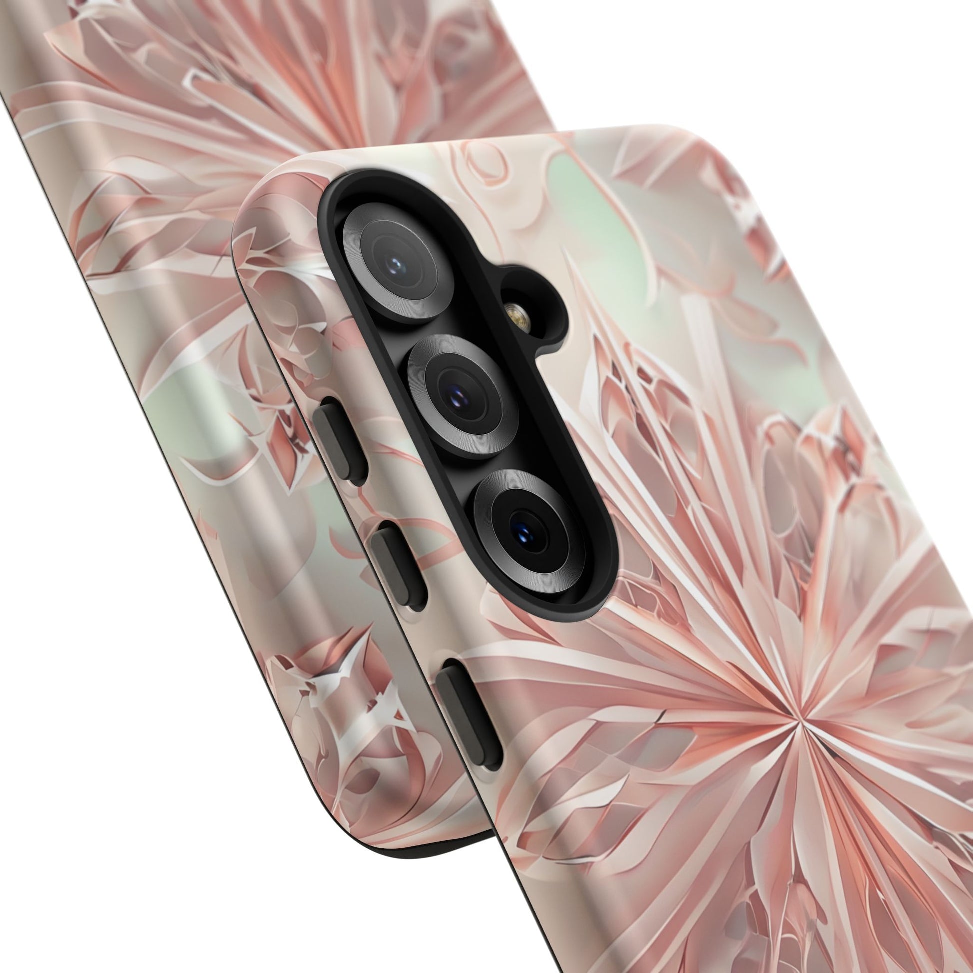 Blush Frost from our Kaleidoscope Collection - Samsung Galaxy S25 Plus tough case - Soft Pink Geometric Floral Design