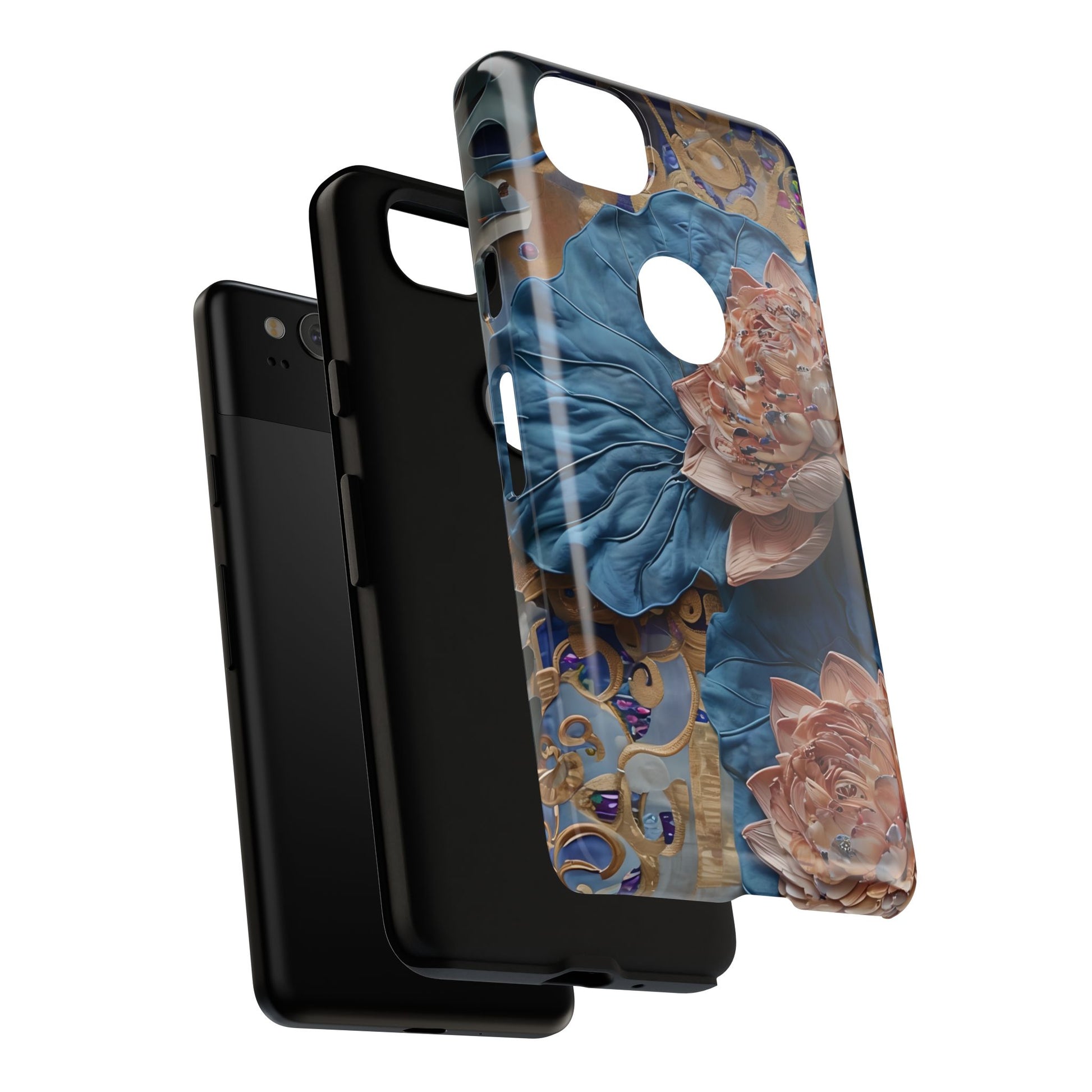 Peony Midnight Tapestry - Google Pixel 2 - Elegant Blue & Blush Artful Phone Cover