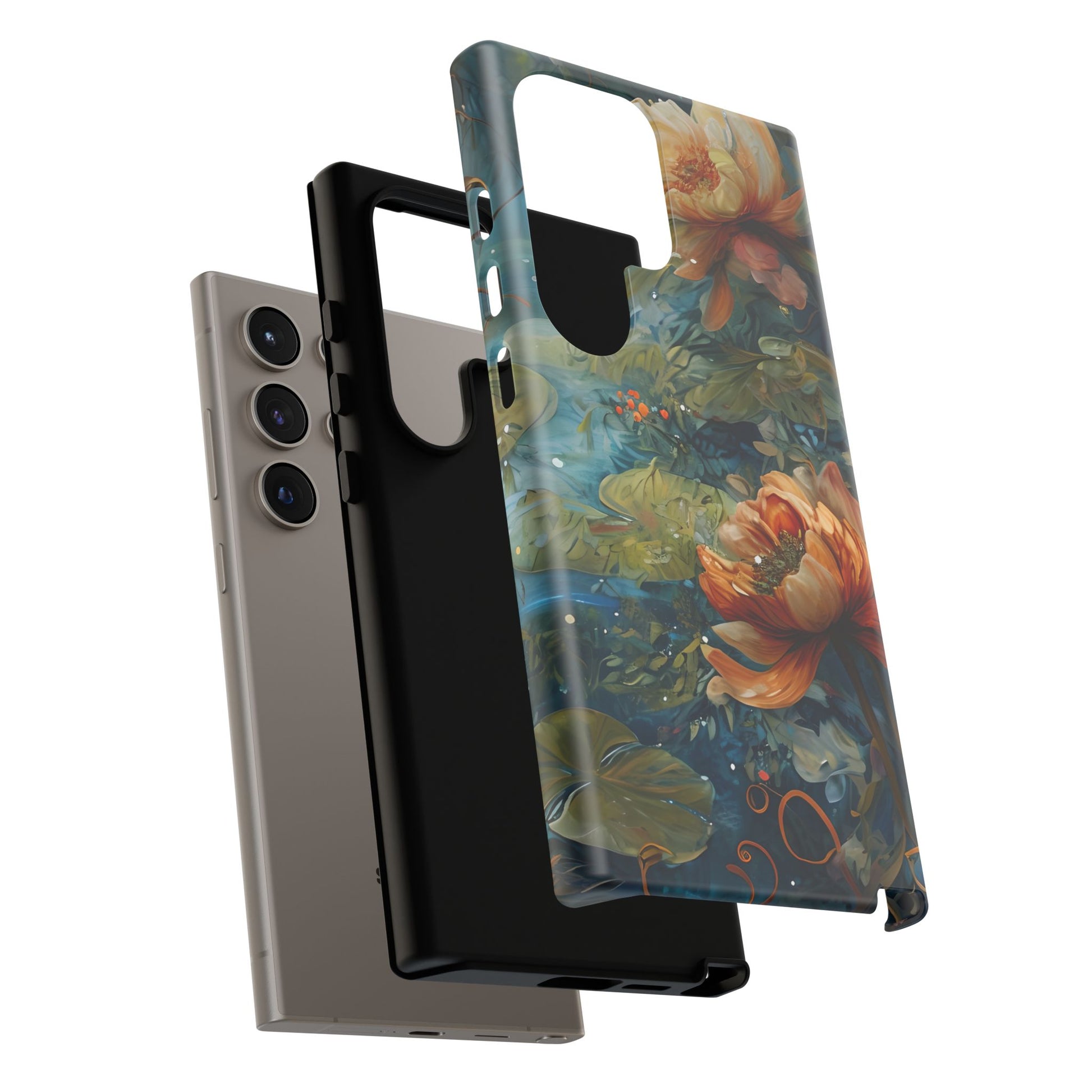 Waterlily Nocturne Samsung Galaxy S24 Ultra Case - Artistic Mountain Lake Design, Nature-Inspired Protective Cover, Elegant Gift for Outdoor Lovers