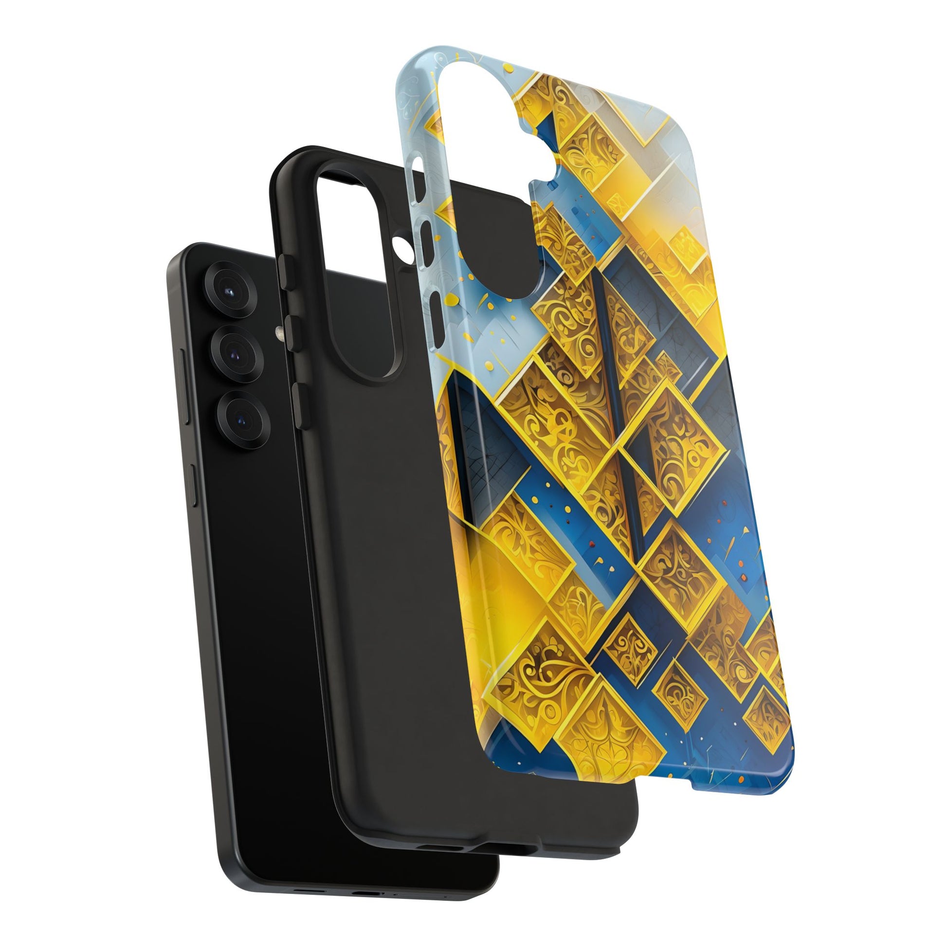 Golden Ascent Luxe Geometric Samsung Galaxy S25 Plus Tough Case - Elegant Abstract Gold Design