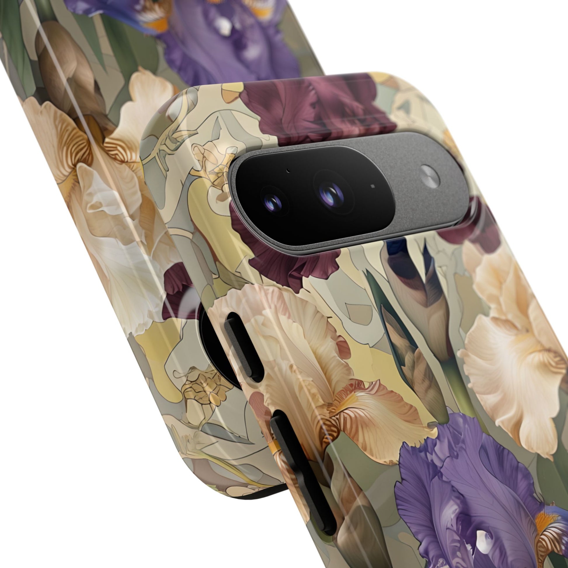 Iris Reverie - Elegant Painterly Floral Google Pixel 9 Phone Case - Artistic Purple & Cream Iris Design