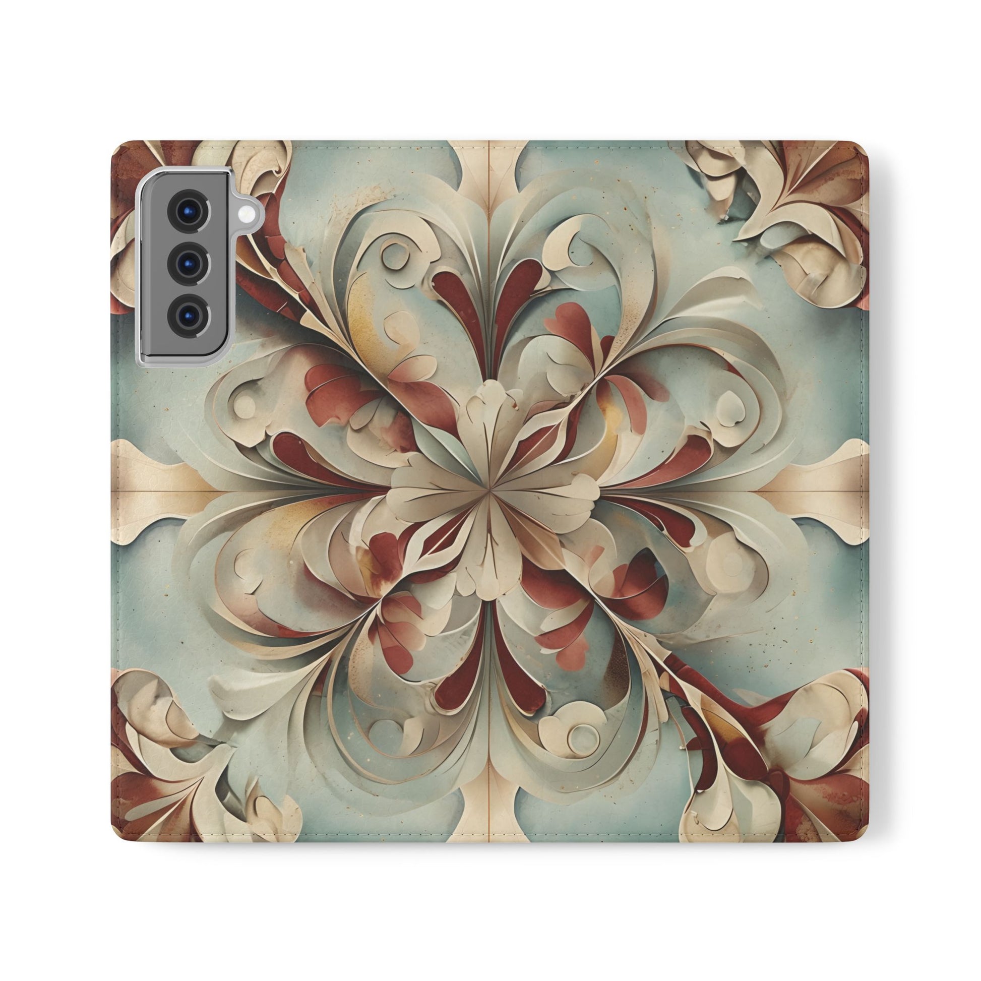 Vintage Baroque Blossom Wallet Phone Case - Elegant Floral Flip Cover for Samsung Galaxy S21 Plus