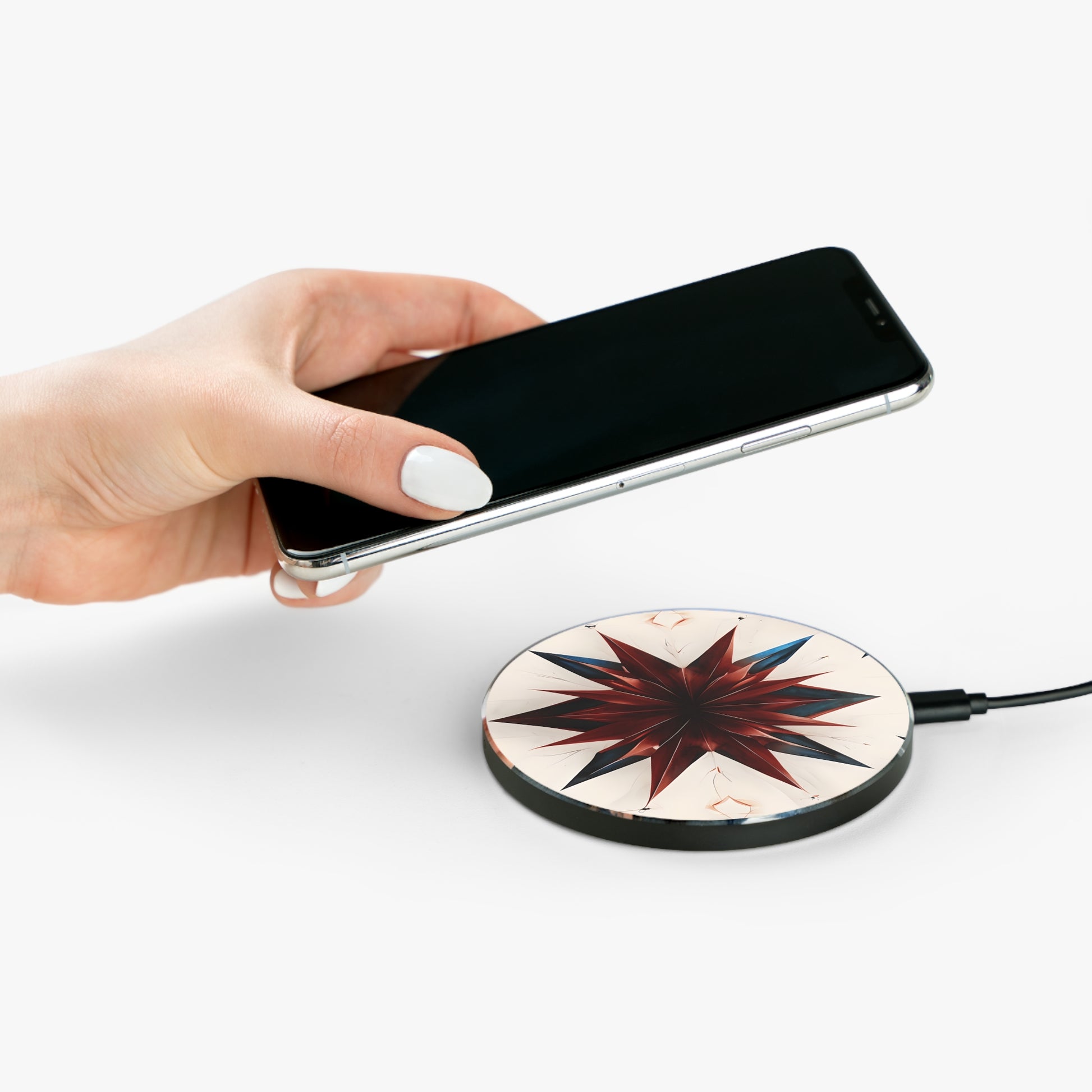 Garnet Starburst Qi Wireless Charger - 10W Fast Charging Pad for iPhone 15/16 - MagSafe Compatible Nature Based Design