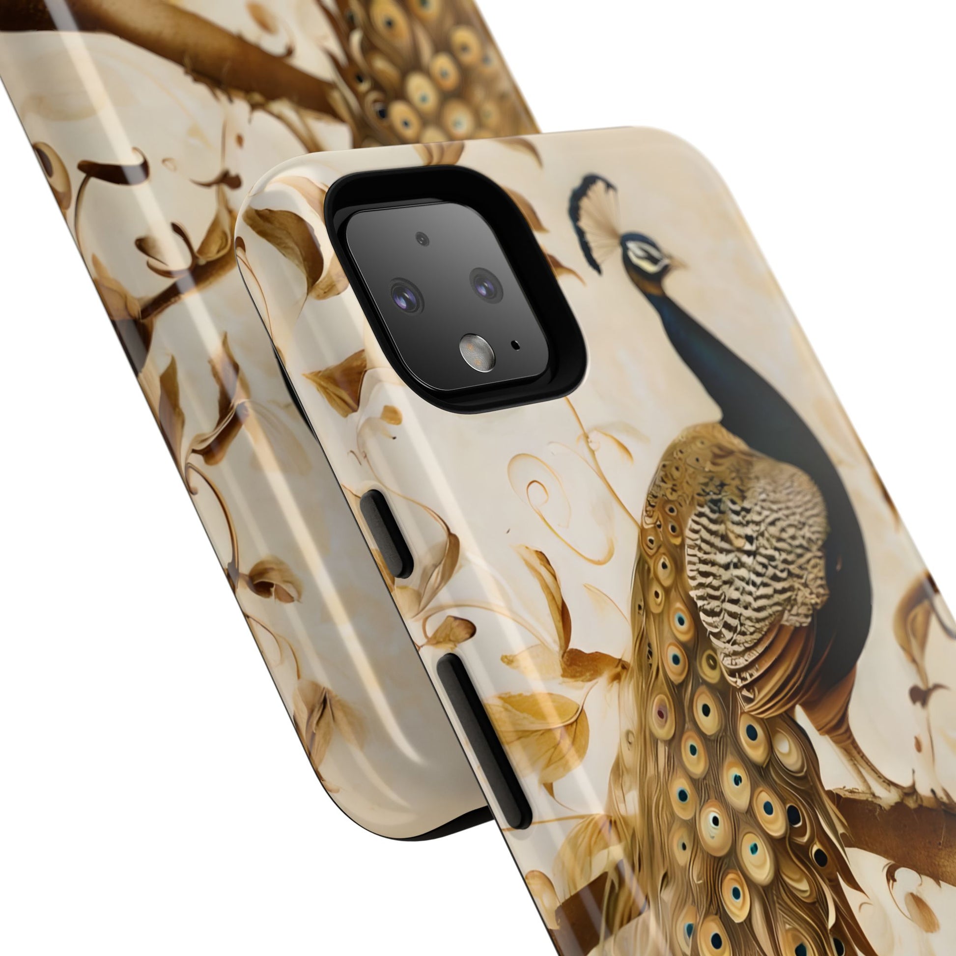 Golden Plumage - Luxe Peacock Art Google Pixel 4XL Phone Case - Elegant Gold & Cream Design