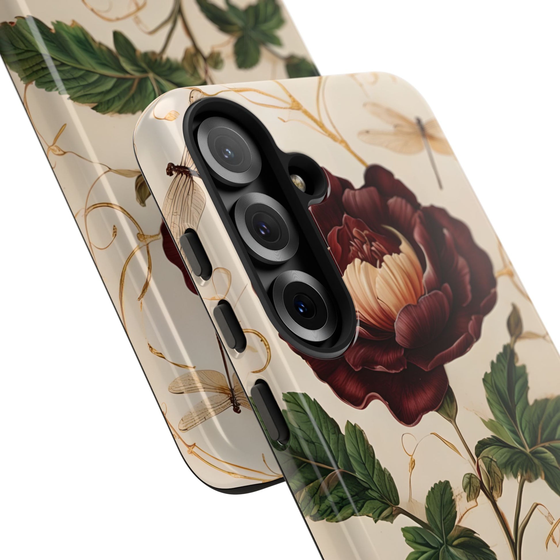 Vintage Burgundy Rose - Elegant Floral Samsung S25 Plus Phone Case - Classic Painterly Rose Design