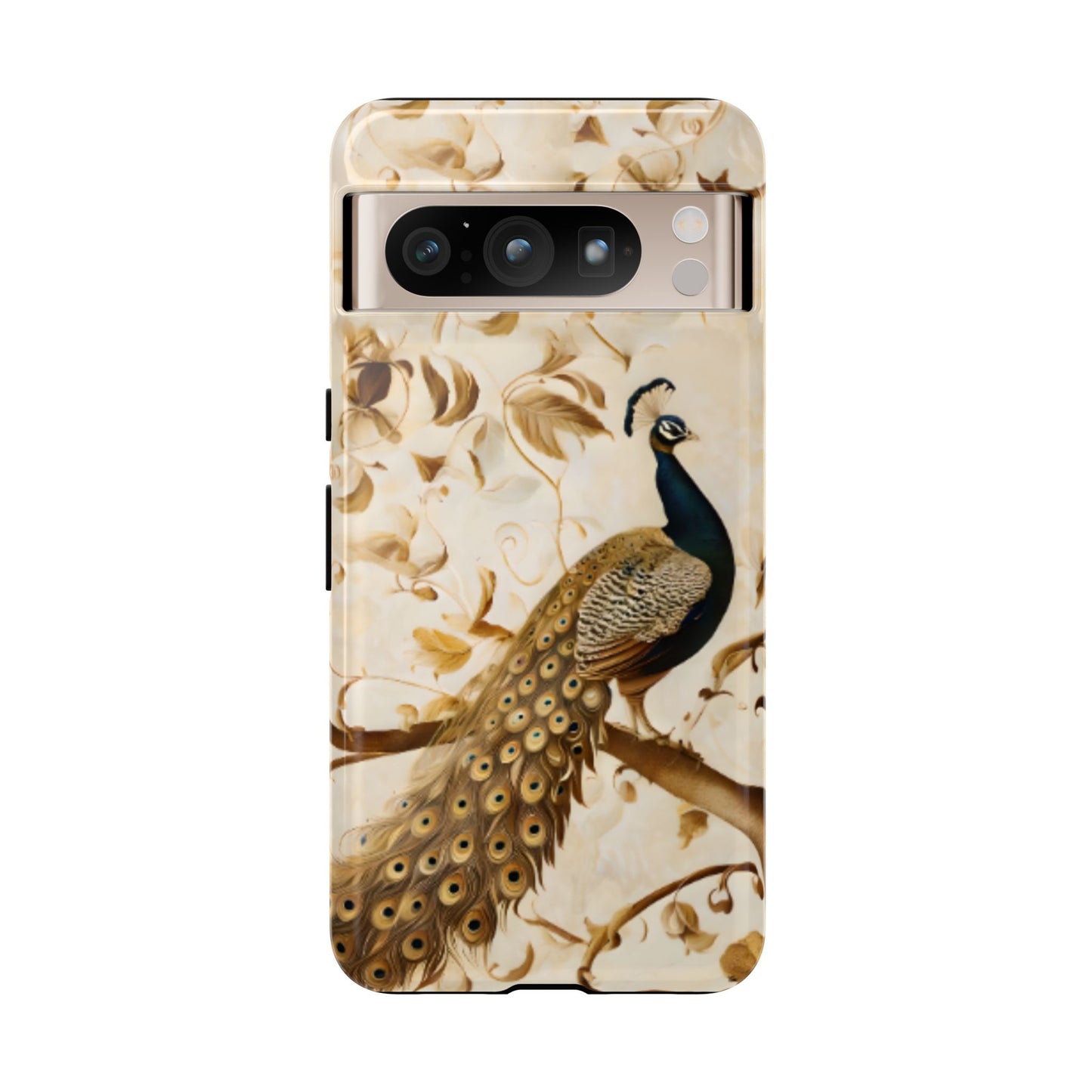 Golden Plumage peacock feather illustration Google Pixel phone case