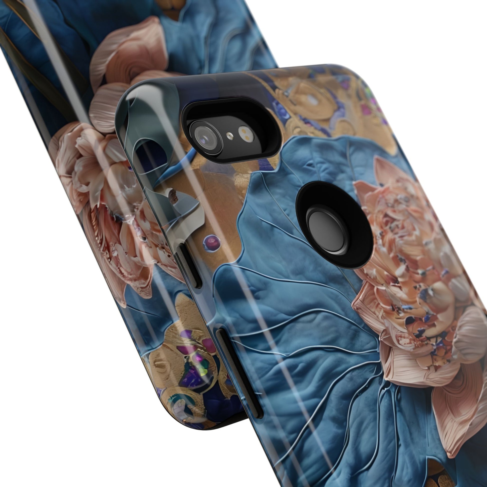 Peony Midnight Tapestry - Google Pixel 3XL - Elegant Blue & Blush Artful Phone Cover
