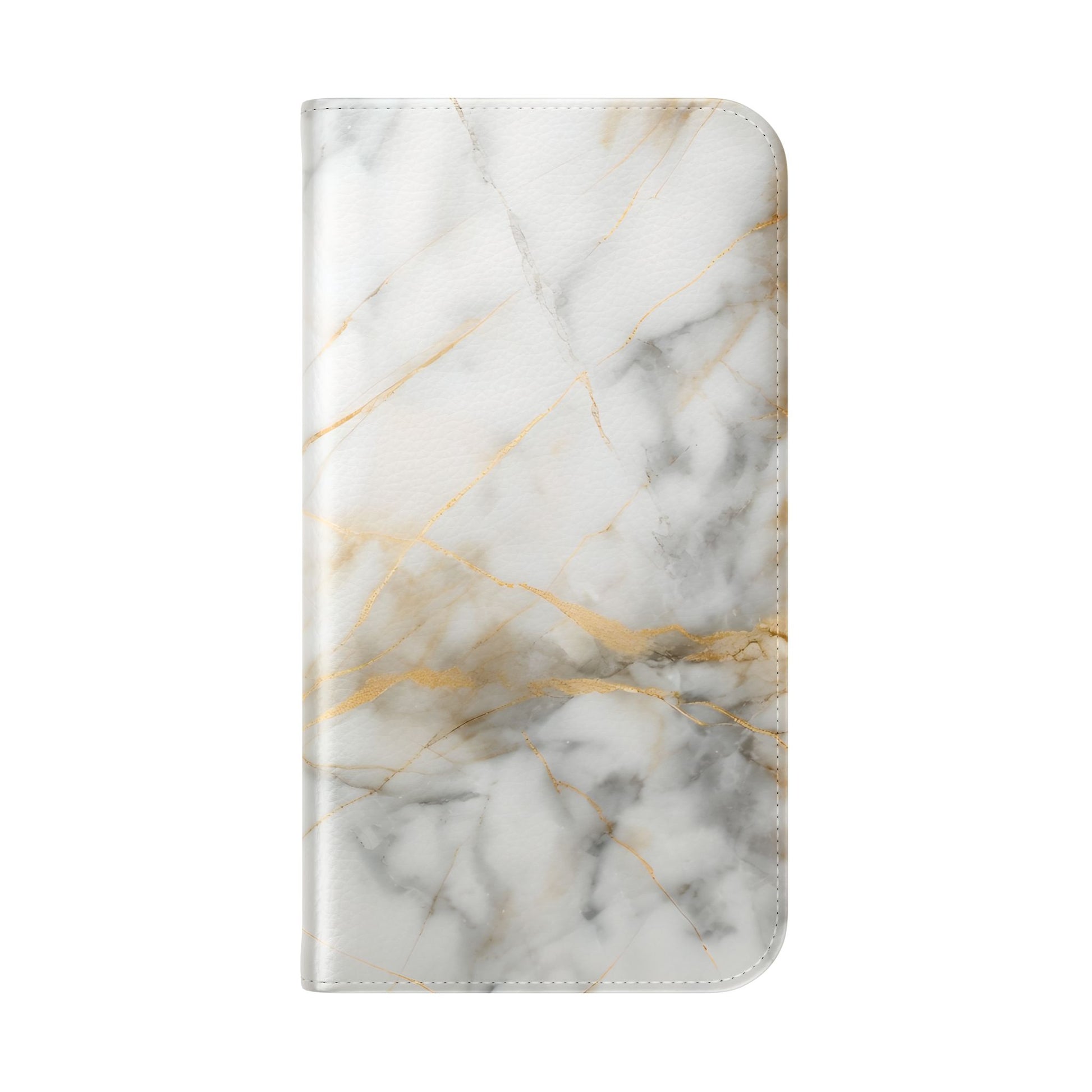 Golden Vein Wallet Phone Case - Gold & White Marble Design - Flip Cover for iPhone 16 Pro