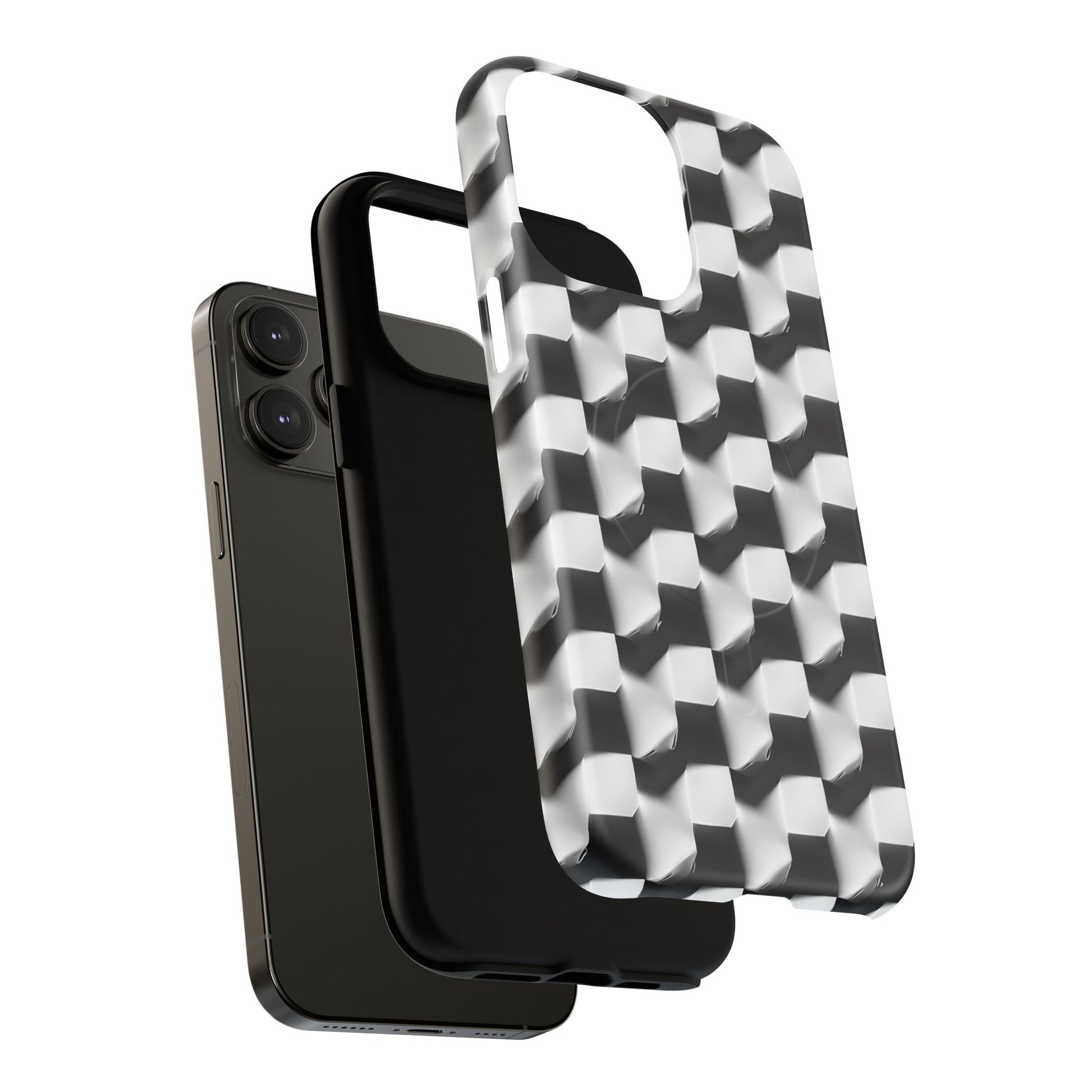 Monochrome Grid - iPhone 14 Pro Max MagSafe Phone Case - Bold, Modern Black & White Design