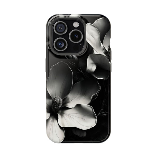 Monochrome Magnolia iPhone MagSafe Case